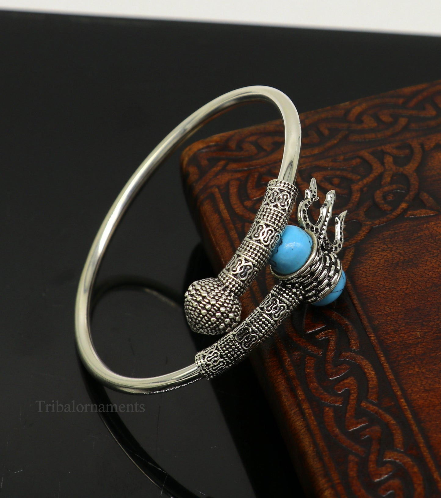 925 sterling silver Vintage design handmade lord Shiva trident kada, bahubali kada bangle Trishul bracelet jewelry turquoise kada nssk494 - TRIBAL ORNAMENTS