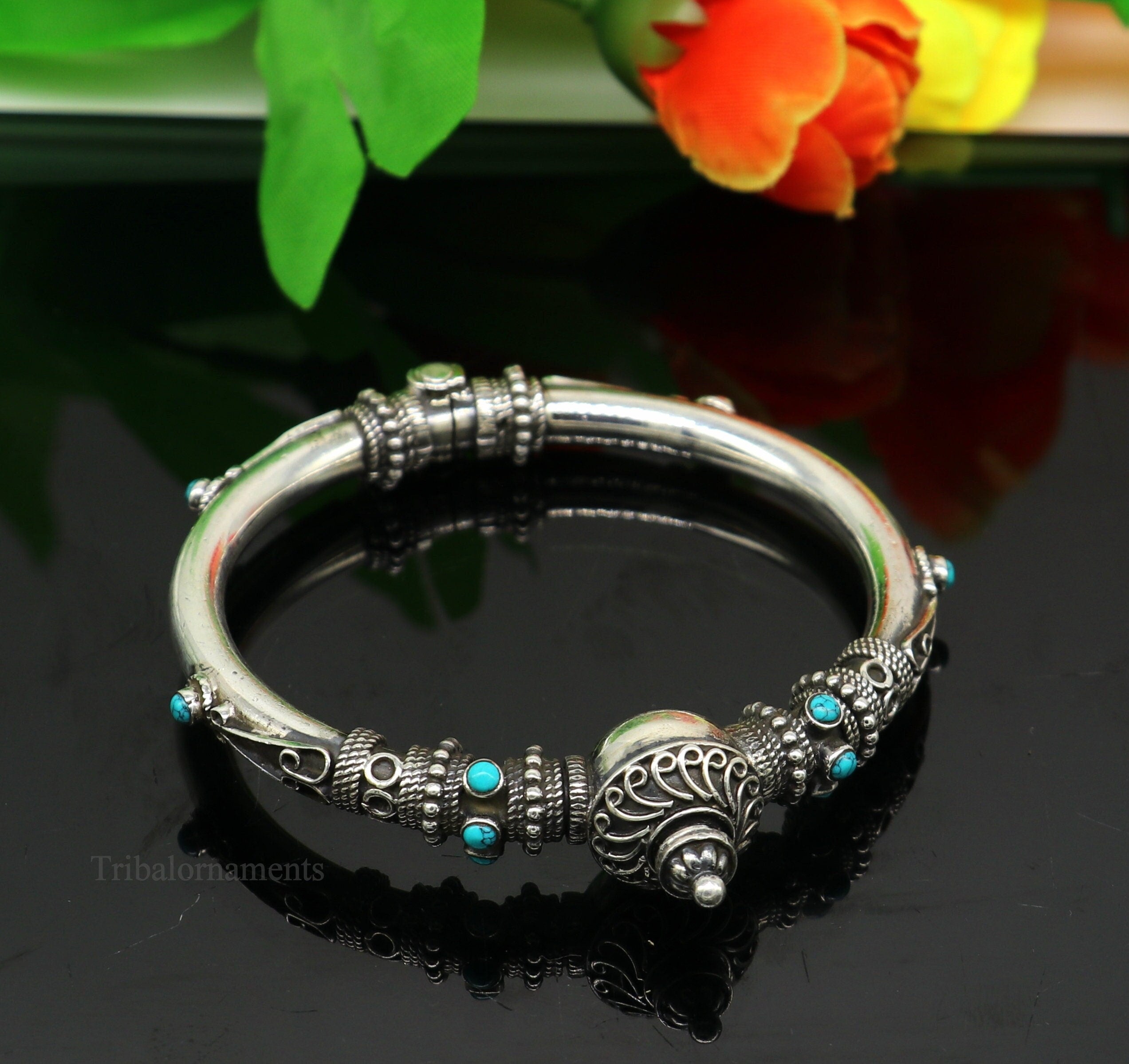 925 sterling silver handmade unique cultural design trendy kada bracelet  for mens and girls best delicate Light weight jewelry nsk667  TRIBAL  ORNAMENTS