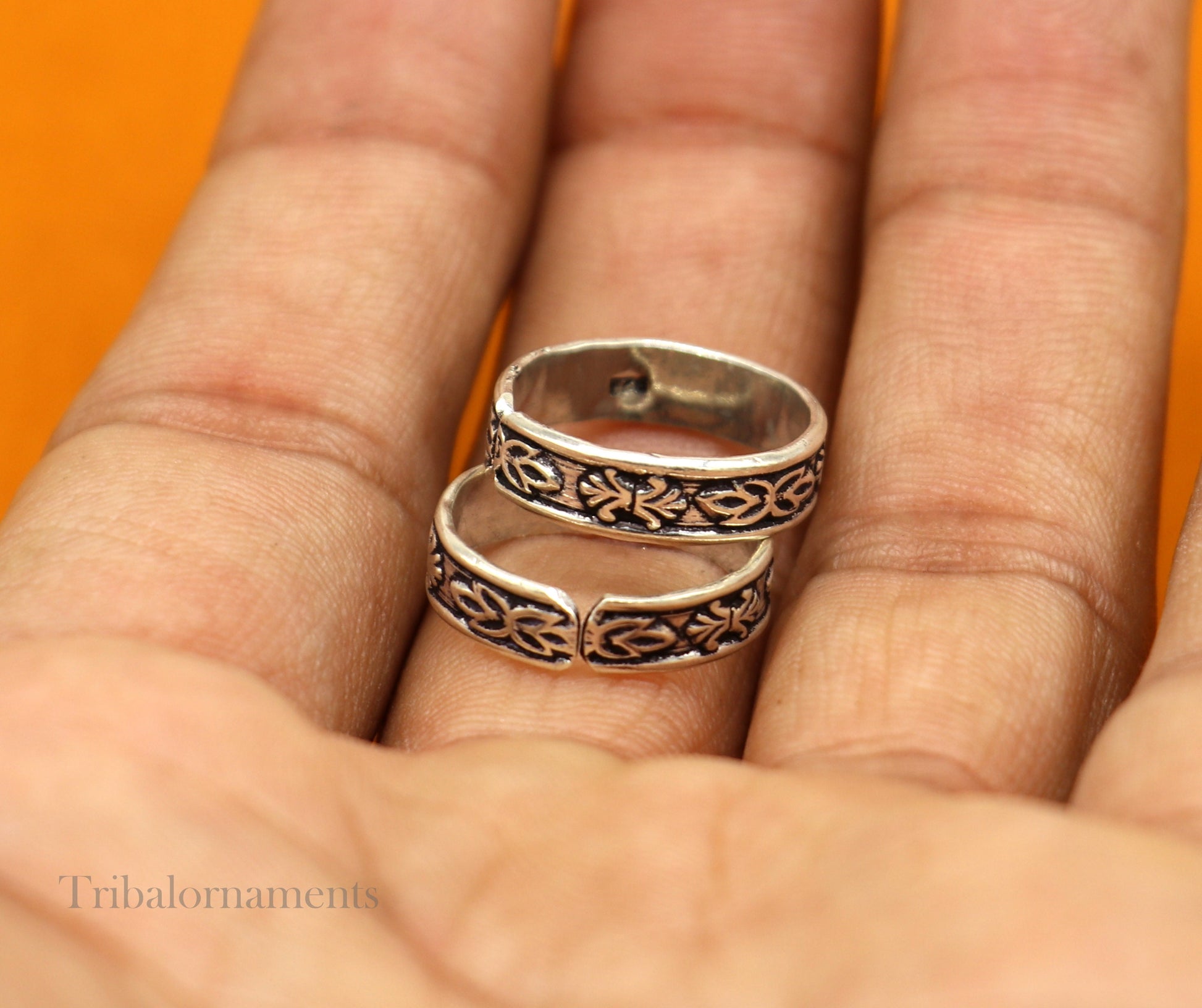 Floral design Toe ring 92.5 sterling silver handmade stunning toe ring, toe band stylish modern women's brides jewelry from india toer105 - TRIBAL ORNAMENTS