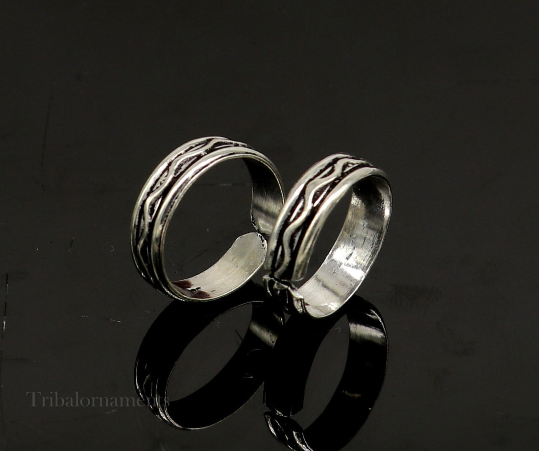 92.5 sterling silver handmade elegant design solid 5mm toe ring band, toe band stylish modern women's brides jewelry from india toer108 - TRIBAL ORNAMENTS