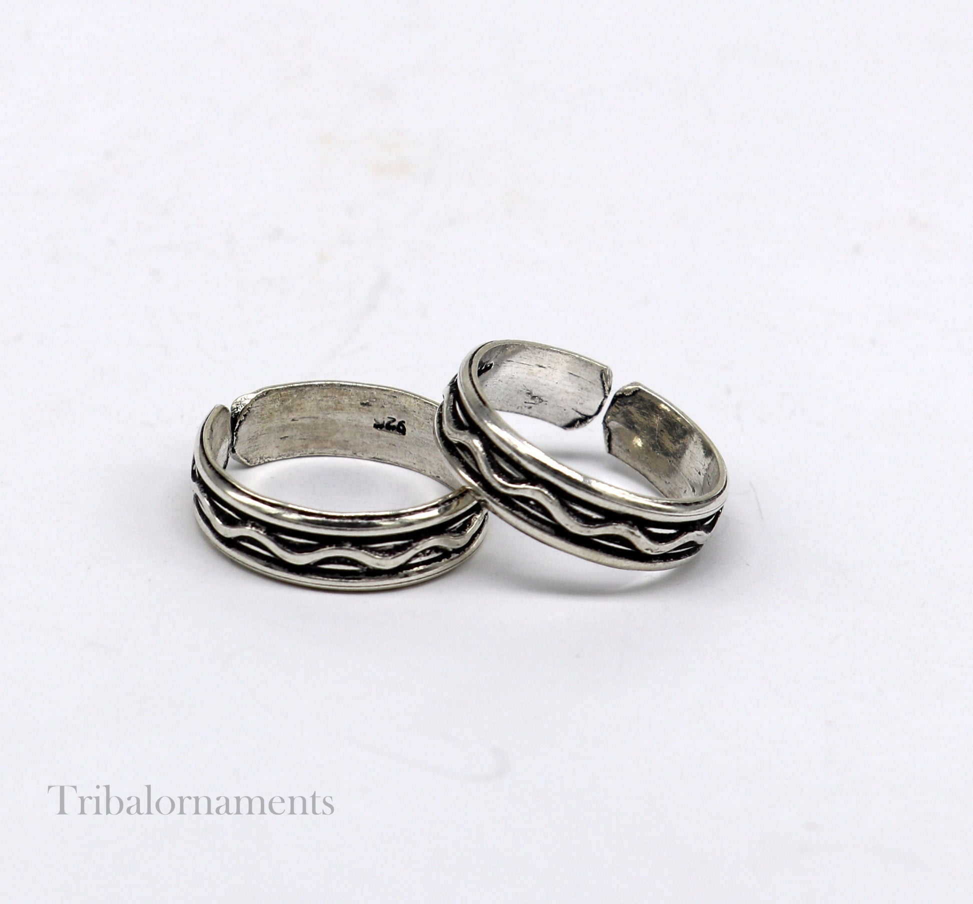92.5 sterling silver handmade elegant design solid 5mm toe ring band, toe band stylish modern women's brides jewelry from india toer108 - TRIBAL ORNAMENTS