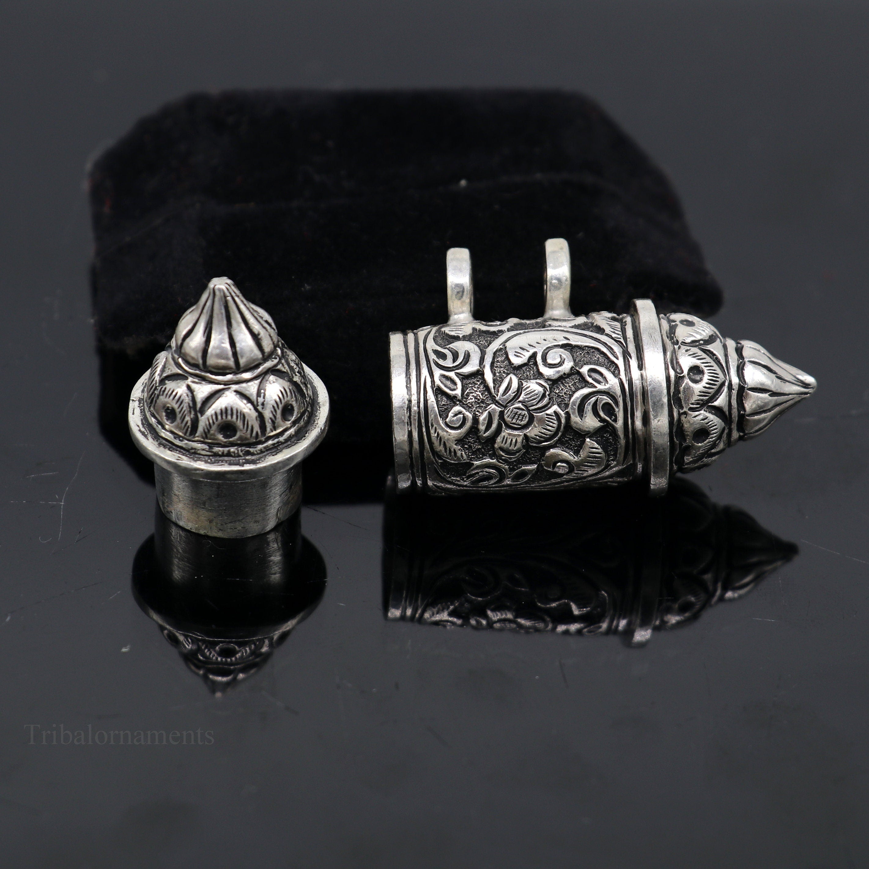 925 Sterling silver handmade vintage Nakshi work trendy design pendant  amulet excellent tribal ethnic container box pendant jewelry ssp832