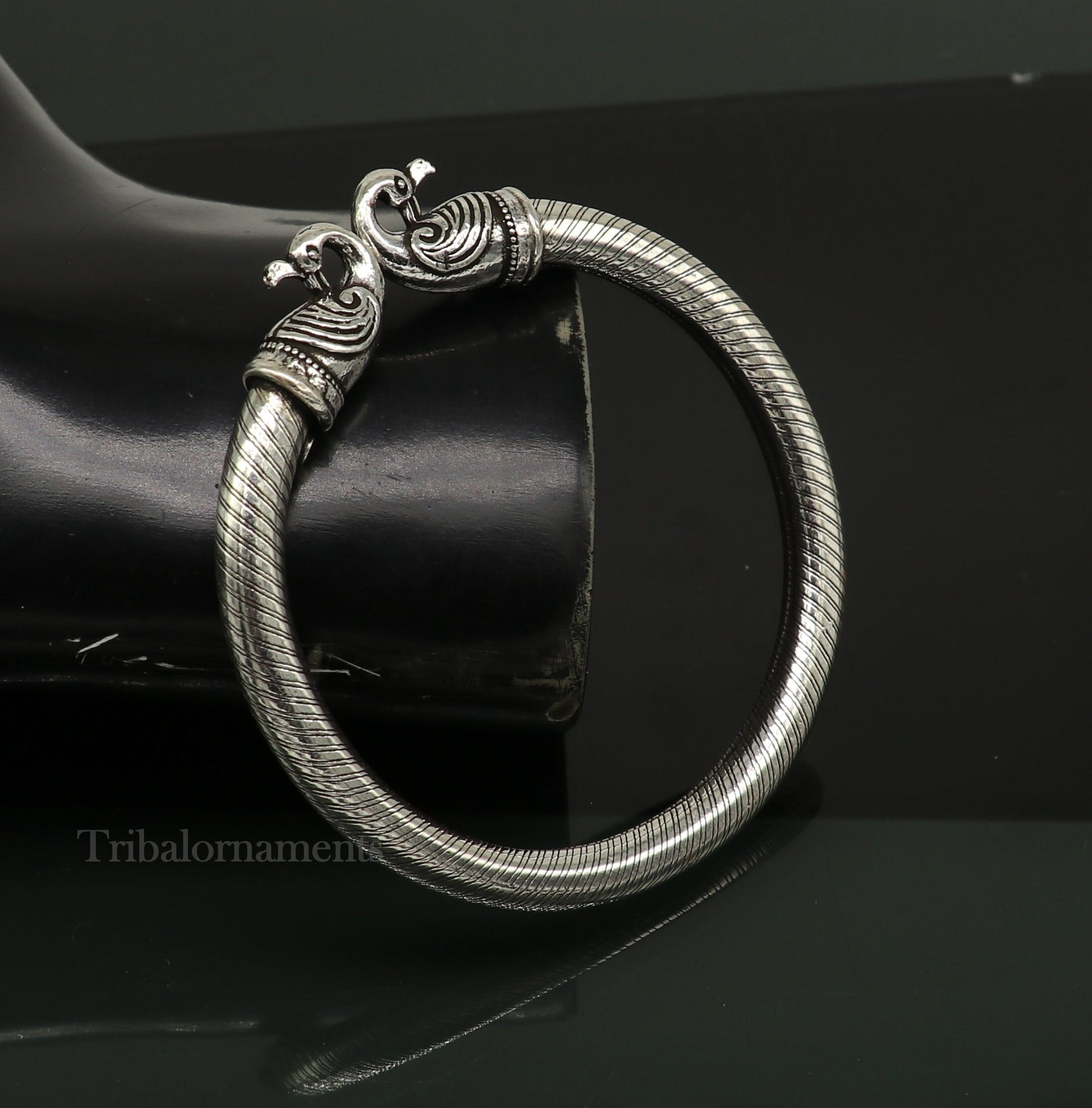 925 sterling silver handmade stunning vintage peacock design bangle bracelet kada, unisex customized personalized hip-hop jewelry nssk477 - TRIBAL ORNAMENTS