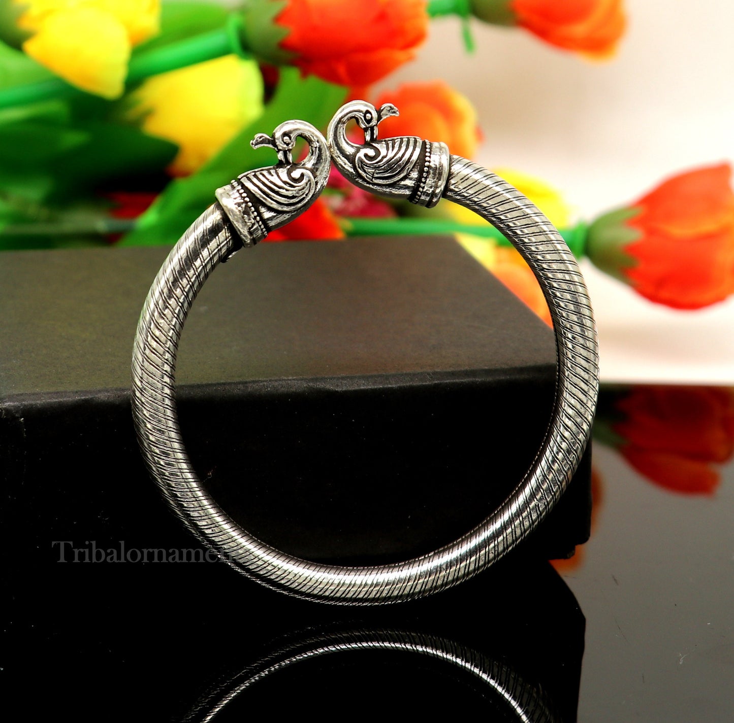 925 sterling silver handmade stunning vintage peacock design bangle bracelet kada, unisex customized personalized hip-hop jewelry nssk477 - TRIBAL ORNAMENTS