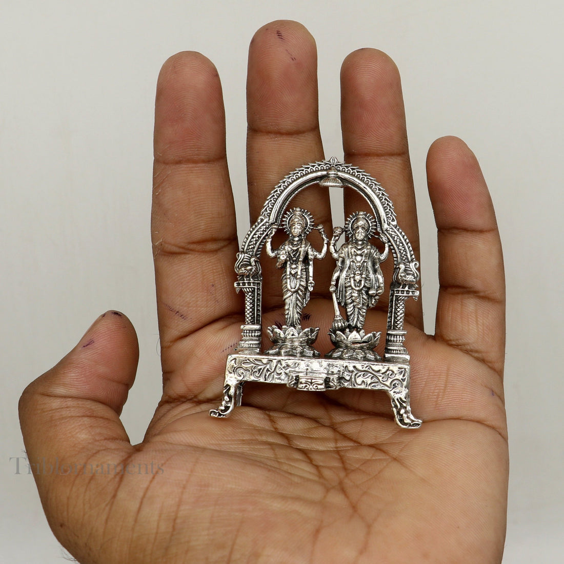 925 Sterling silver handmade Indian Idols standing Laxmi Narayan, laxmi and vishnu Statue figurine, puja articles puja articles art172 - TRIBAL ORNAMENTS