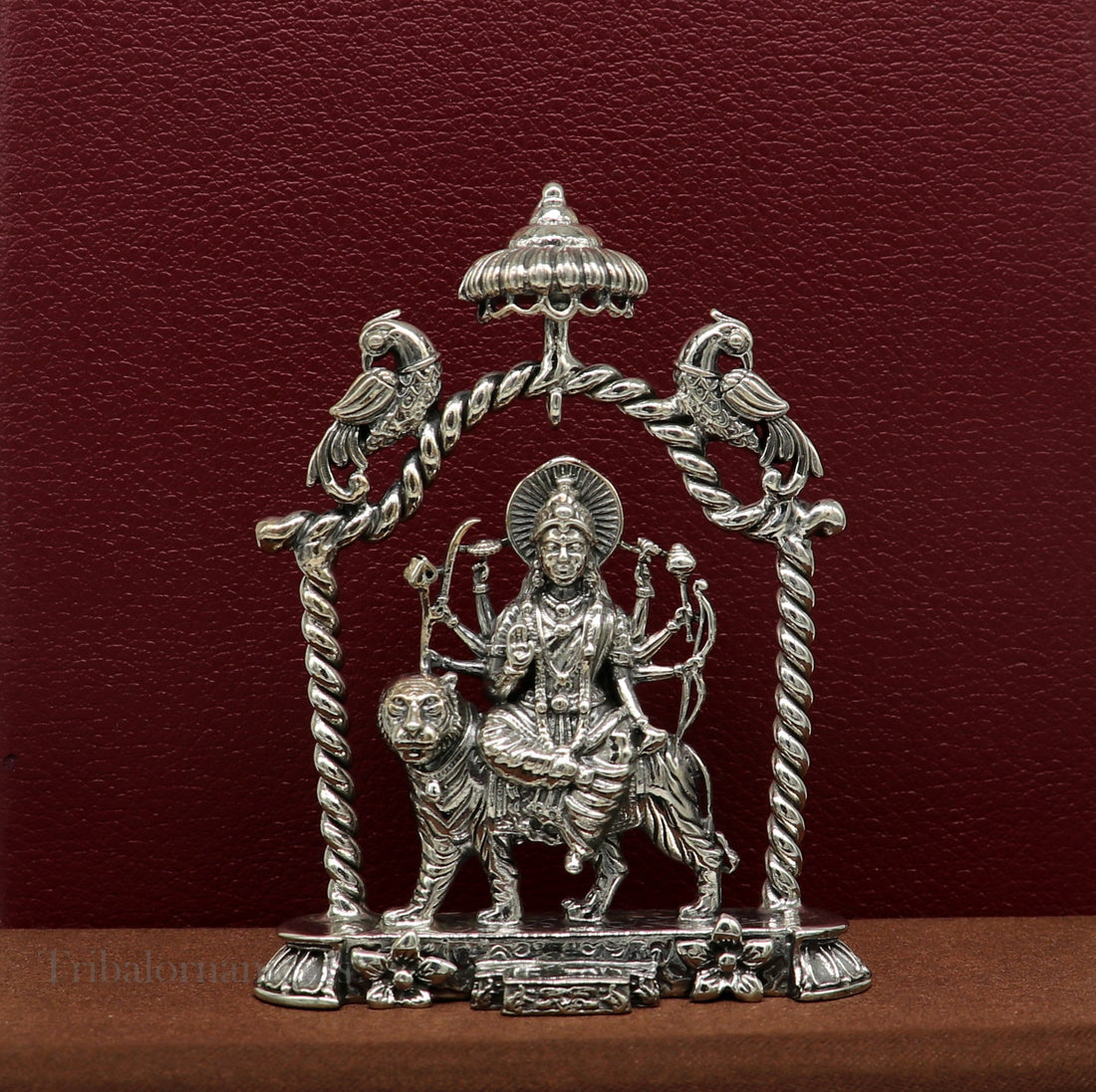 925 Sterling silver Goddess Amba/Bhawani, Durga, Santoshi maa, Pooja Articles, handcrafted statue sculpture amazing puja article art176 - TRIBAL ORNAMENTS