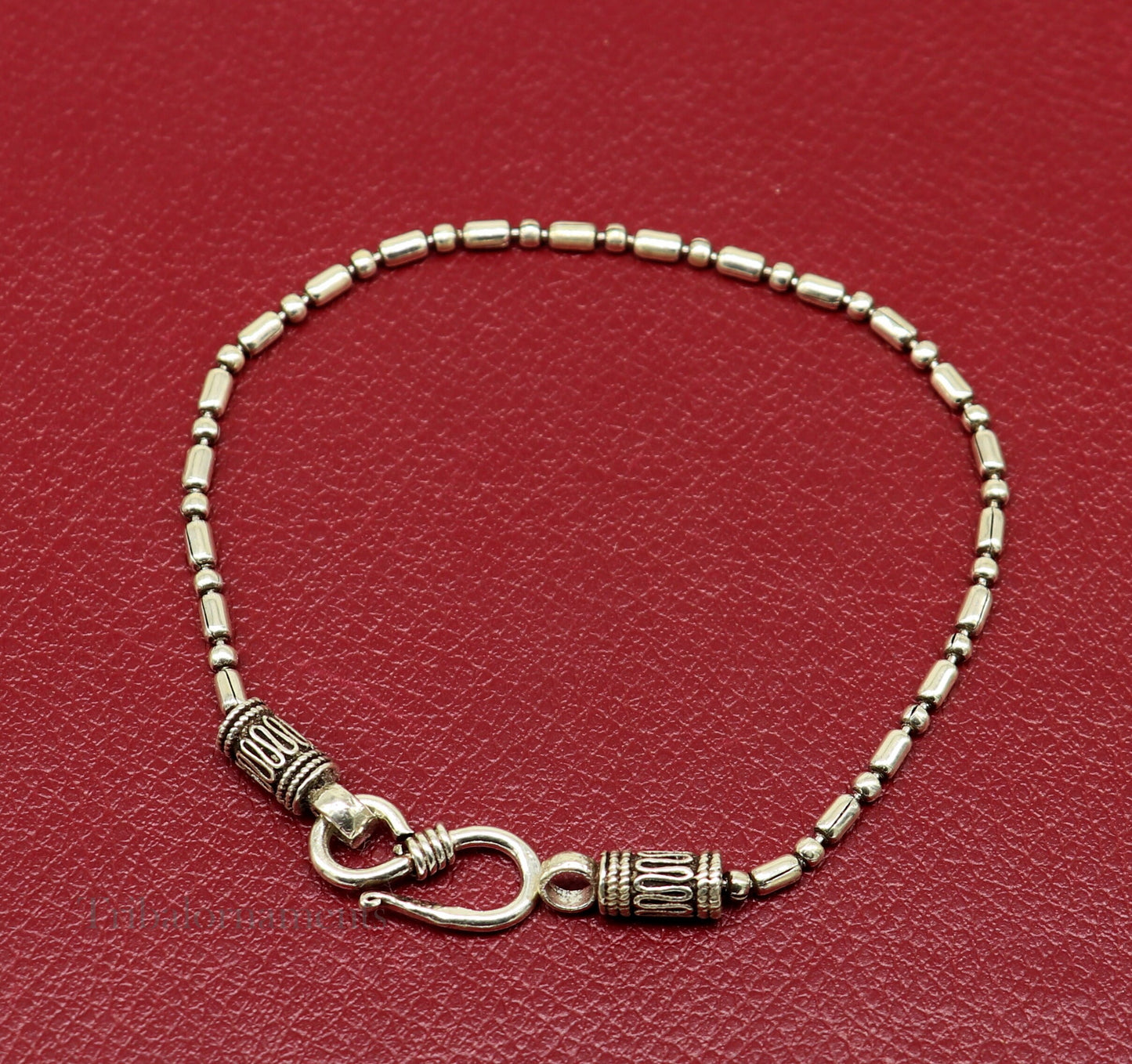 7.5" or 8" long plain beaded bracelet 925 sterling silver elegant customized girl's bracelet , best gifting jewelry from india nsbr396 - TRIBAL ORNAMENTS