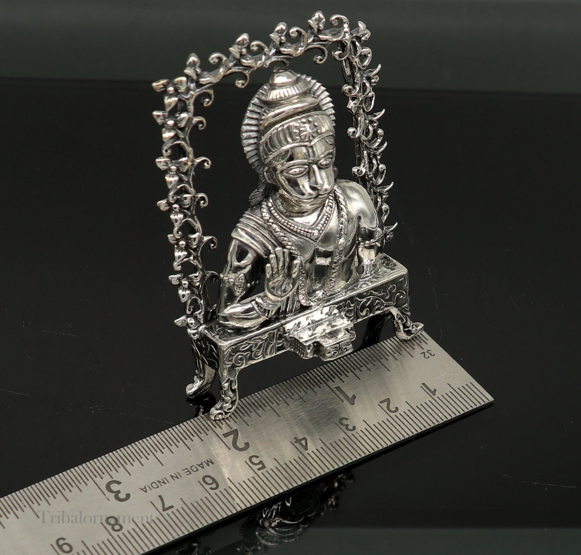 925 sterling silver handmade Divine Hindu god Lord Hanuman blessing Statue, amazing designer Divine Sculpture figurine puja article art169 - TRIBAL ORNAMENTS