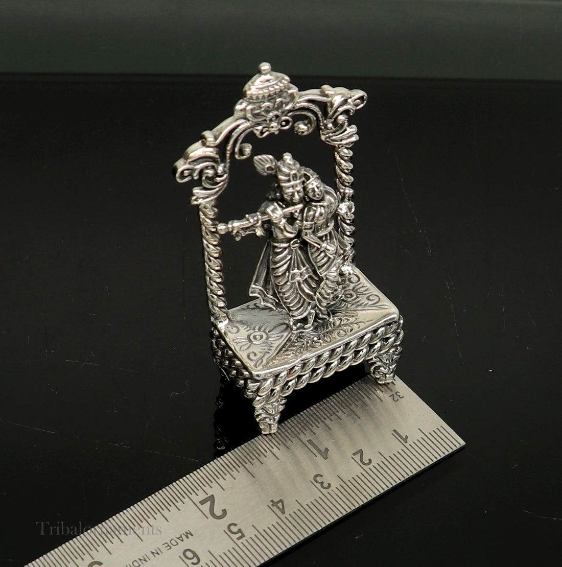 925 sterling silver handmade Divine Hindu god Krishna with Radha blessing Statue, Stunning Radha kishan figurine puja article art168 - TRIBAL ORNAMENTS