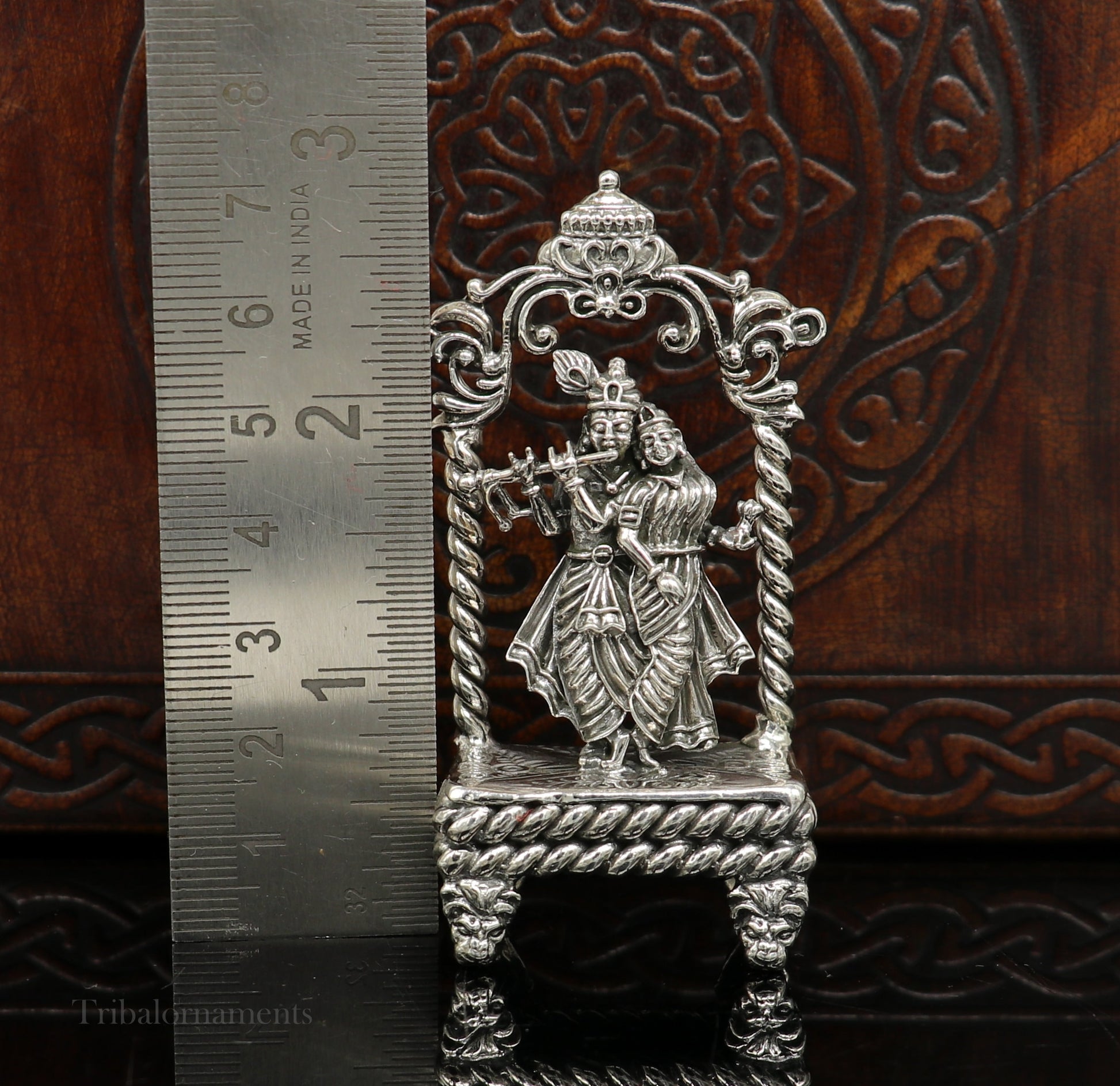 925 sterling silver handmade Divine Hindu god Krishna with Radha blessing Statue, Stunning Radha kishan figurine puja article art168 - TRIBAL ORNAMENTS