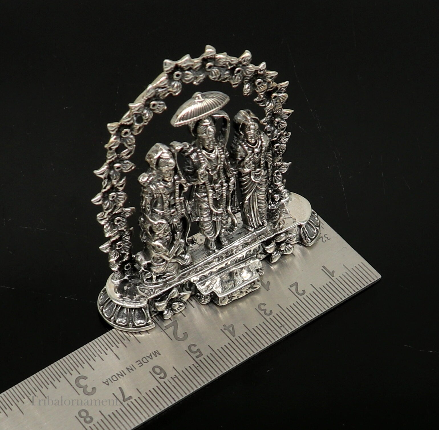 925 sterling silver handmade Divine Hindu god Rama Laxman seeta and Hanuman blessing Statue, Ram Darbar Divine figurine puja article art164 - TRIBAL ORNAMENTS