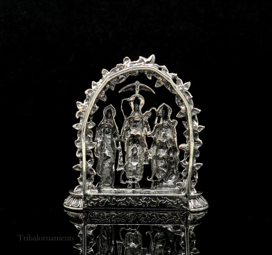 925 sterling silver handmade Divine Hindu god Rama Laxman seeta and Hanuman blessing Statue, Ram Darbar Divine figurine puja article art164 - TRIBAL ORNAMENTS