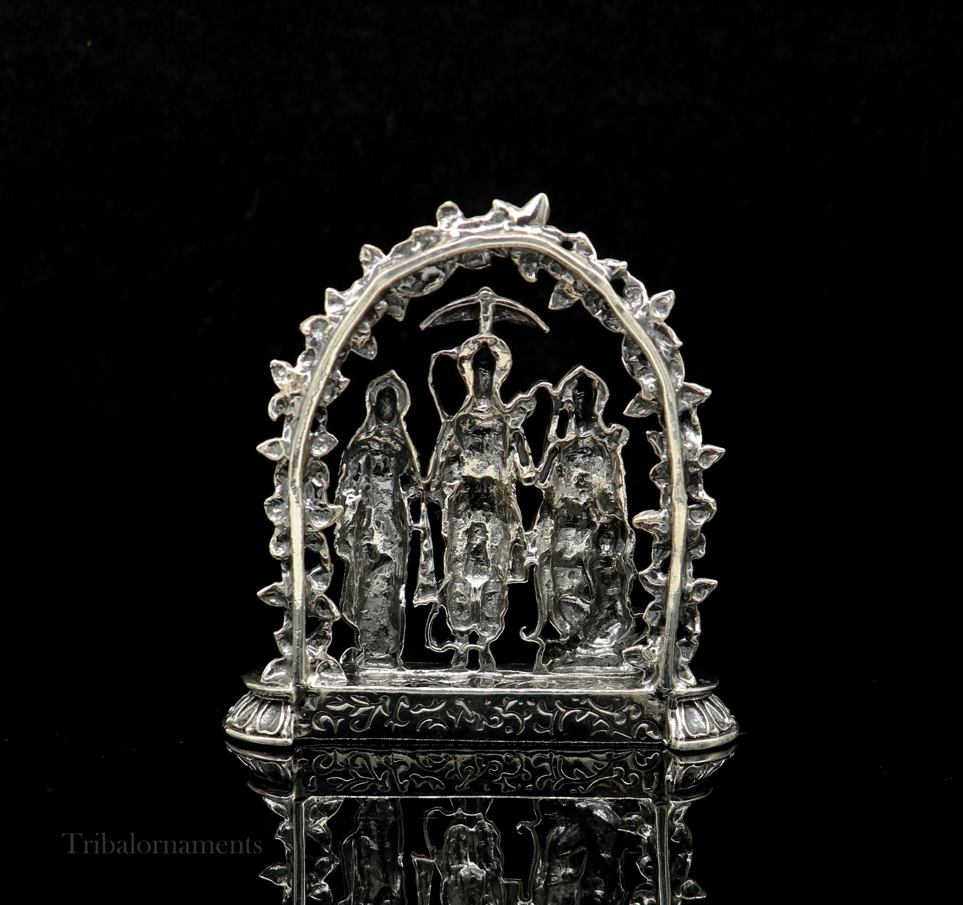 925 sterling silver handmade Divine Hindu god Rama Laxman seeta and Hanuman blessing Statue, Ram Darbar Divine figurine puja article art164 - TRIBAL ORNAMENTS