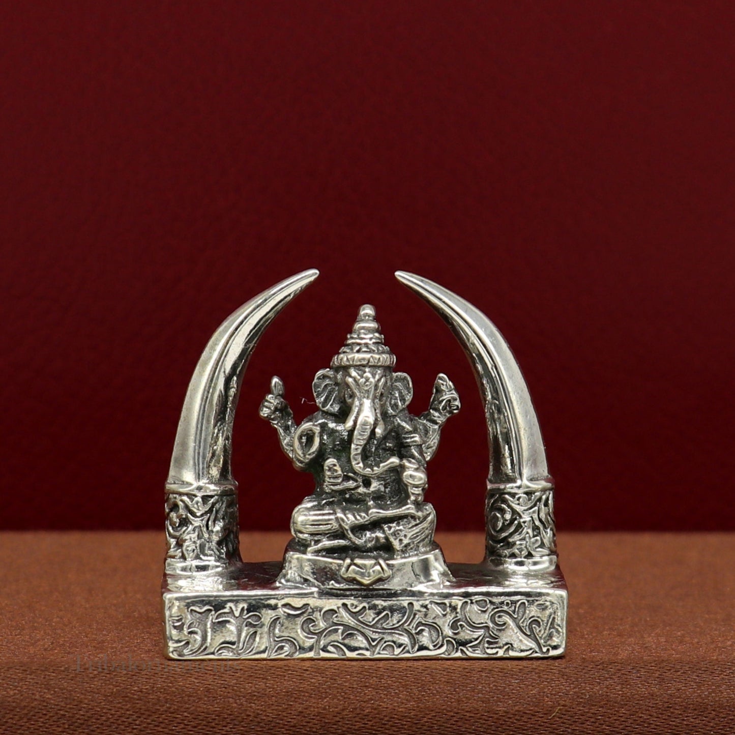 925 Sterling silver Idol lord Ganesha, Pooja Articles, Indian Silver Idols, handcrafted Ganesh statue sculpture Diwali puja gifting Art154 - TRIBAL ORNAMENTS