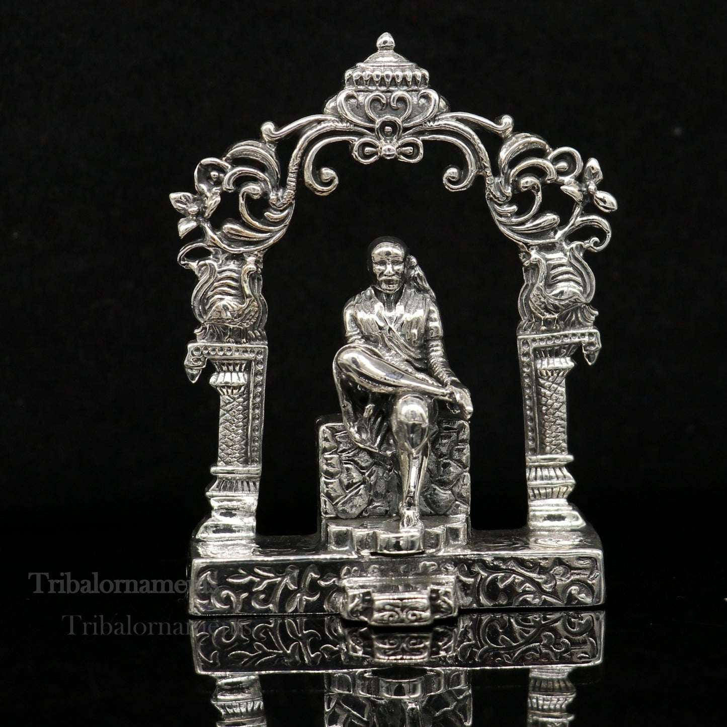 925 sterling silver handmade Divine Hindu idol deity Sai Baba statue murti divine Statue Sculpture figurine puja article gifting art177 - TRIBAL ORNAMENTS