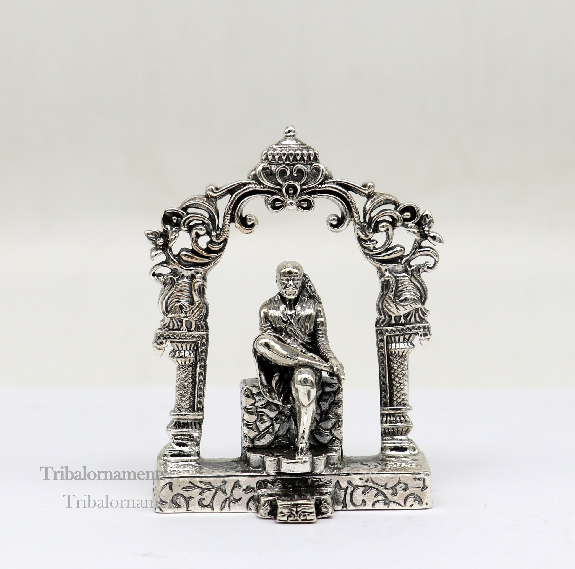 925 sterling silver handmade Divine Hindu idol deity Sai Baba statue murti divine Statue Sculpture figurine puja article gifting art177 - TRIBAL ORNAMENTS