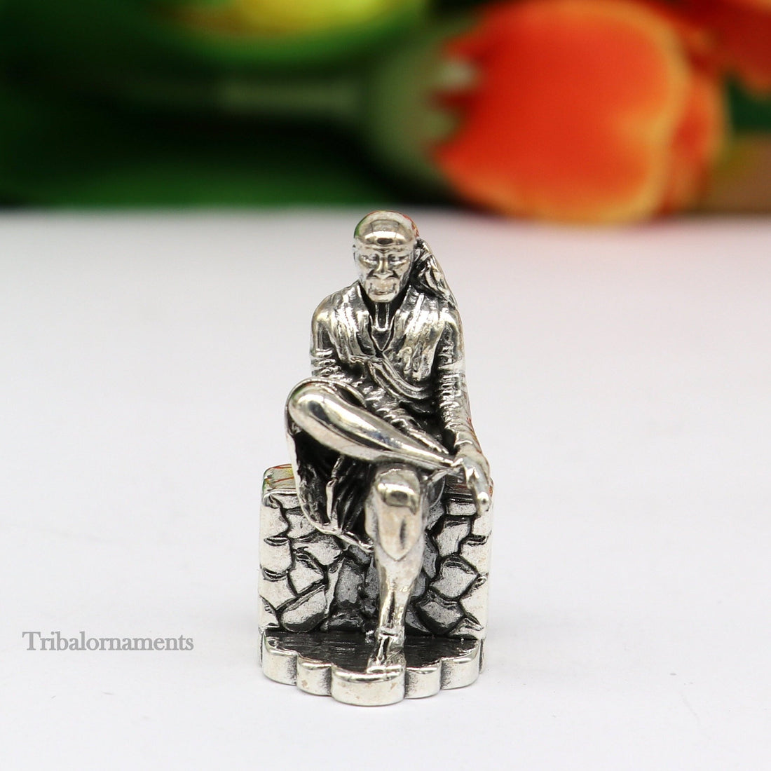 925 sterling silver handmade Divine Hindu idol deity Sai Baba statue murti divine Statue Sculpture figurine puja article gifting art155 - TRIBAL ORNAMENTS