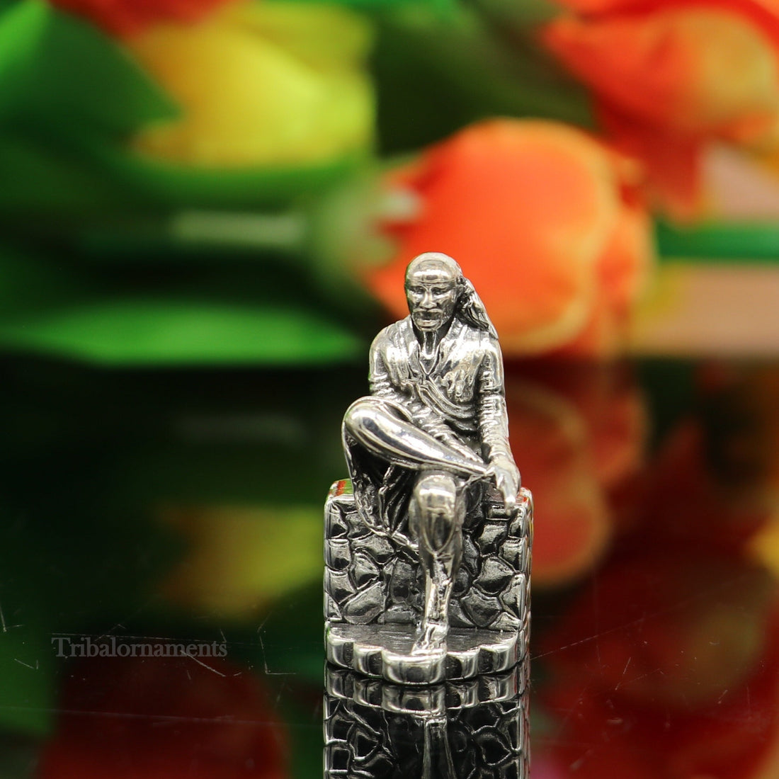 925 sterling silver handmade Divine Hindu idol deity Sai Baba statue murti divine Statue Sculpture figurine puja article gifting art155 - TRIBAL ORNAMENTS