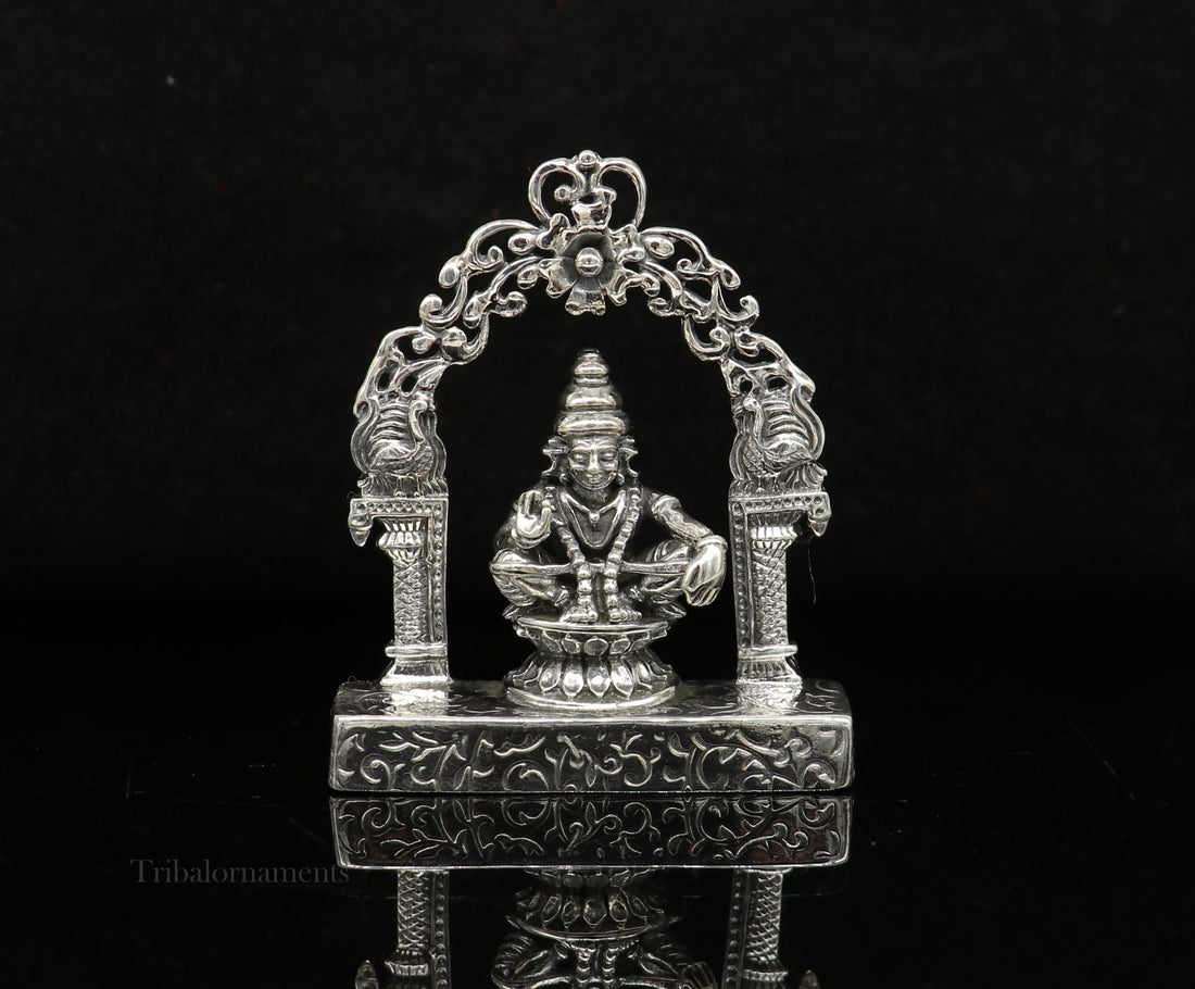 925 sterling silver handmade Divine Hindu idol Aayappa Sabarimala statue murti divine Statue Sculpture figurine puja article gifting  art178 - TRIBAL ORNAMENTS