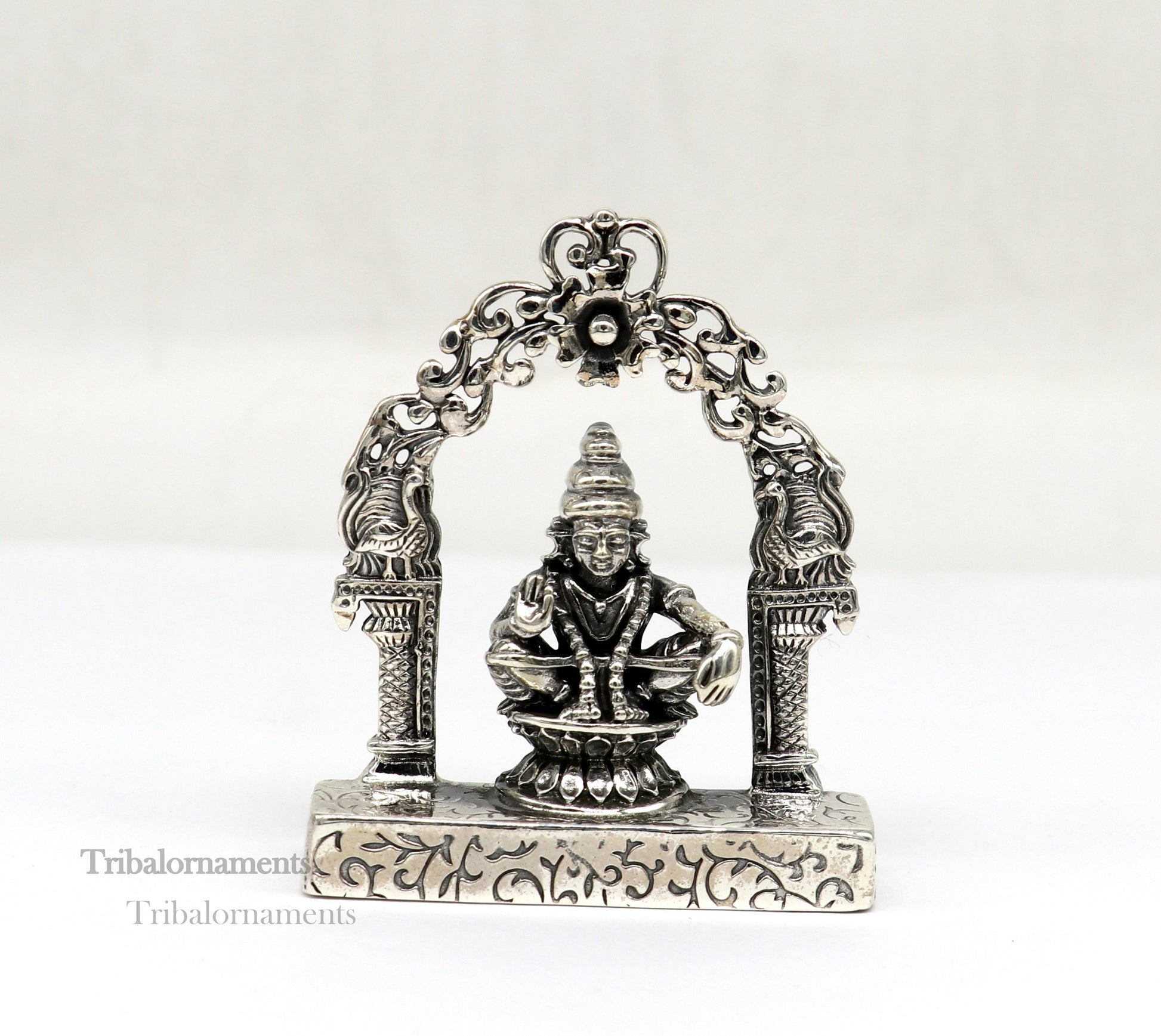 925 sterling silver handmade Divine Hindu idol Aayappa Sabarimala statue murti divine Statue Sculpture figurine puja article gifting  art178 - TRIBAL ORNAMENTS