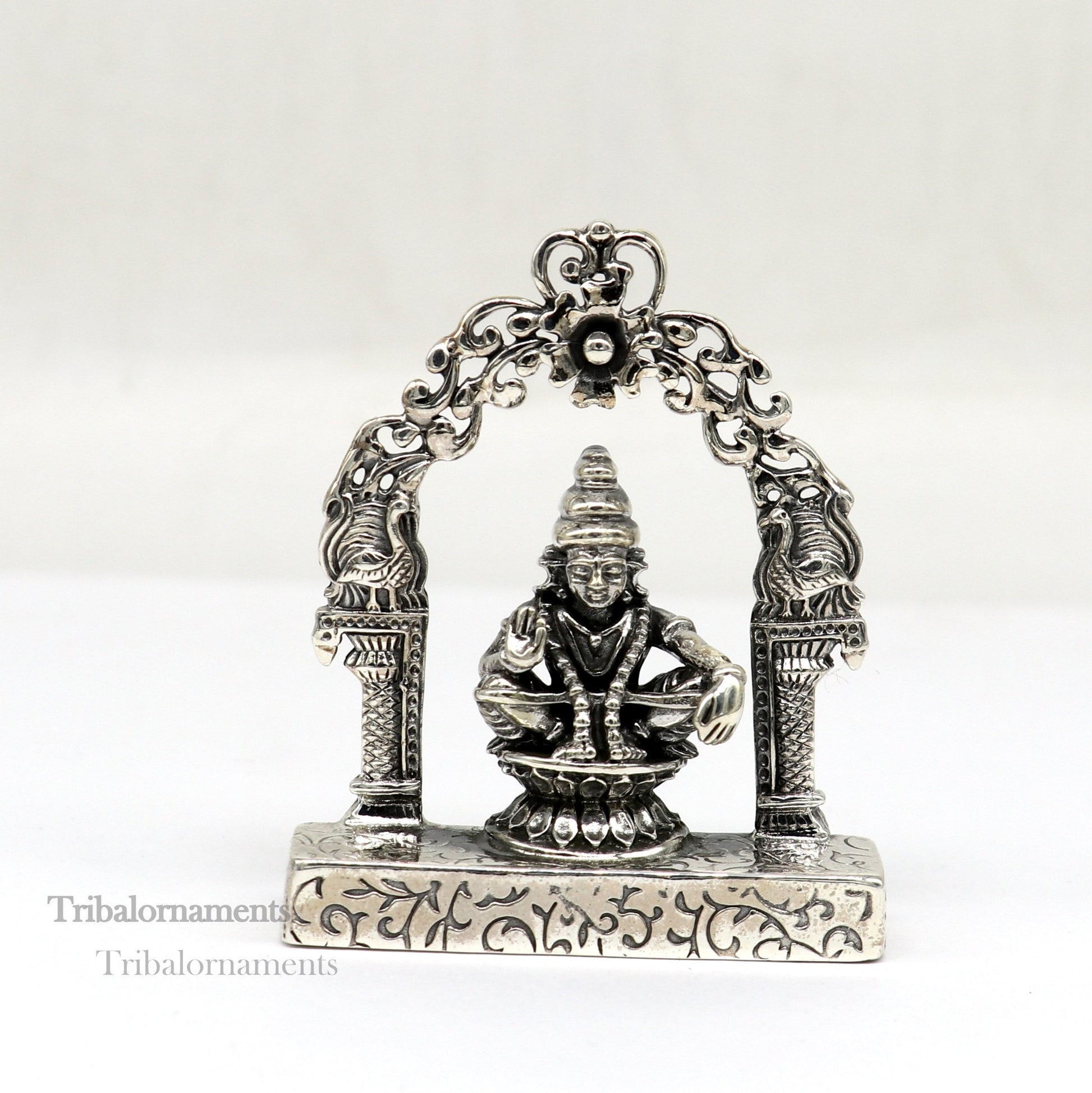 925 sterling silver handmade Divine Hindu idol Aayappa Sabarimala statue murti divine Statue Sculpture figurine puja article gifting  art178 - TRIBAL ORNAMENTS