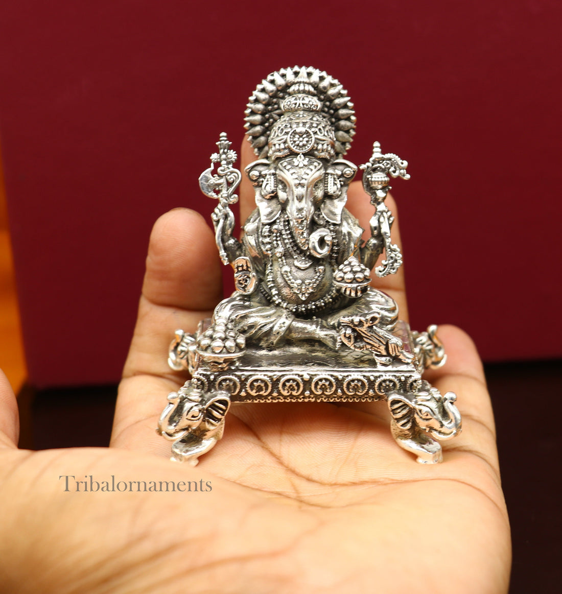 925 Sterling silver handmade lord Ganesha statue sculpture or silver Ganesh Murti best Diwali gifting article r puja murti article art227 - TRIBAL ORNAMENTS