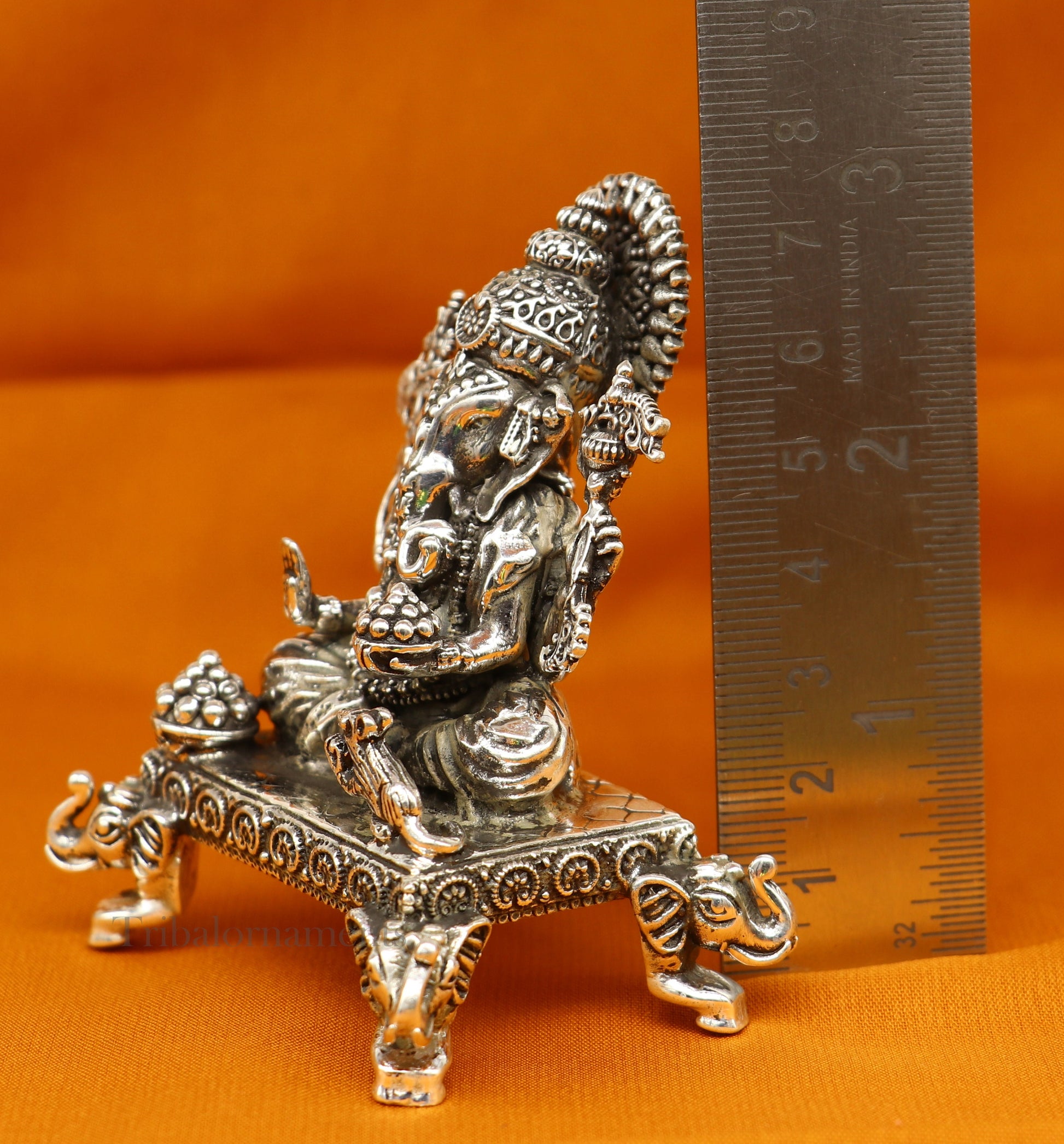 925 Sterling silver handmade lord Ganesha statue sculpture or silver Ganesh Murti best Diwali gifting article r puja murti article art227 - TRIBAL ORNAMENTS