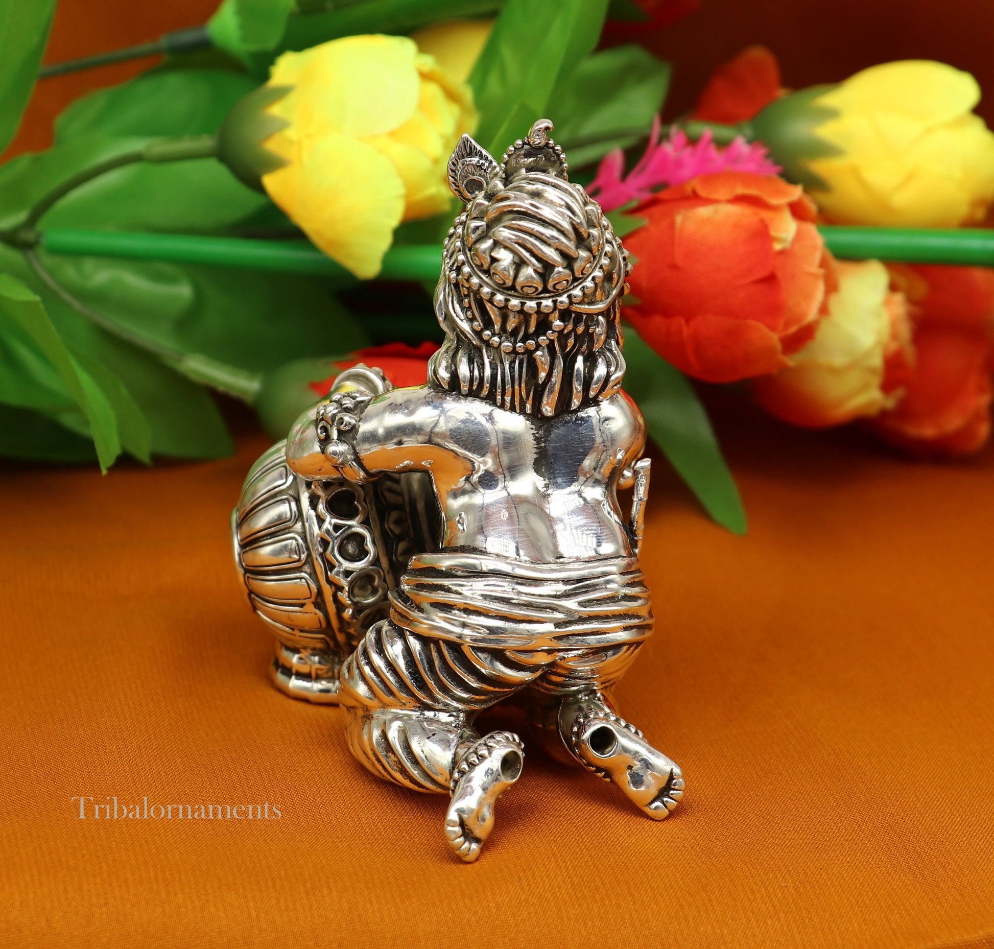 925 sterling silver crawling krishna, baby Krishna, Makhan Gopala,Laddu Gopal, child Krishna, God krishna statue for puja worshipping art222 - TRIBAL ORNAMENTS