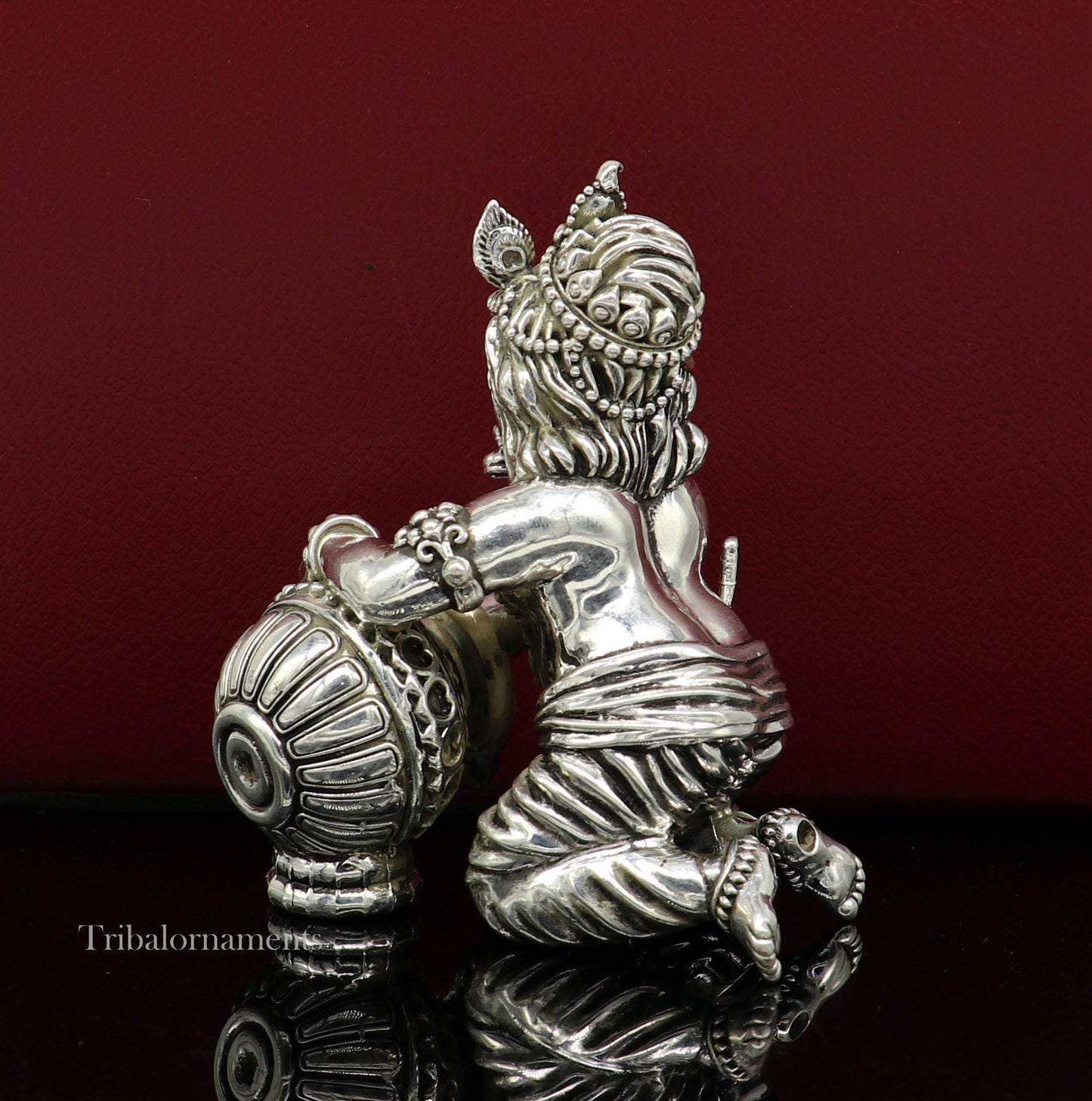 925 sterling silver crawling krishna, baby Krishna, Makhan Gopala,Laddu Gopal, child Krishna, God krishna statue for puja worshipping art222 - TRIBAL ORNAMENTS