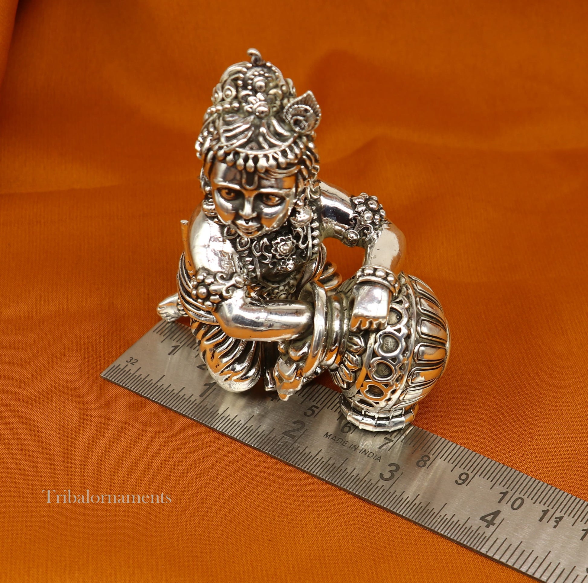 925 sterling silver crawling krishna, baby Krishna, Makhan Gopala,Laddu Gopal, child Krishna, God krishna statue for puja worshipping art222 - TRIBAL ORNAMENTS