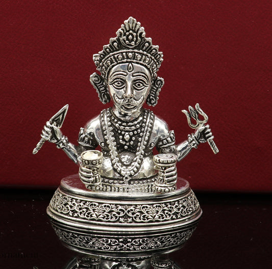 925 sterling silver handmade Divine Hindu god idol Nakado Bhairwa / Nakoda bheruji divine jain Statue Sculpture figurine puja article art225 - TRIBAL ORNAMENTS