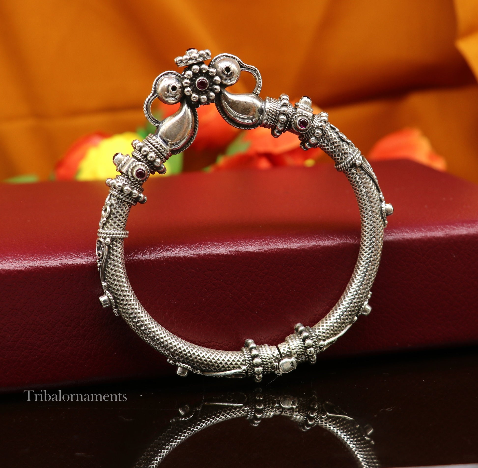 925 sterling silver customized indian vintage style bangle bracelet kada with unique locking system, best girl's belly dance jewelry nssk479 - TRIBAL ORNAMENTS