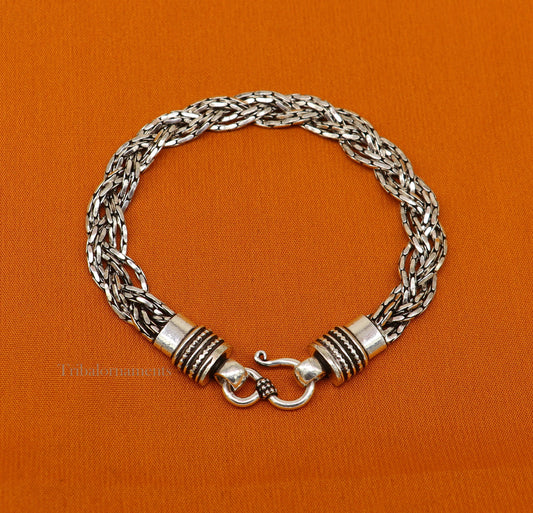 8.0" 925 sterling silver handmade stylish elegant men's chain bracelet customized best personalized royal style jewelry nsbr343 - TRIBAL ORNAMENTS