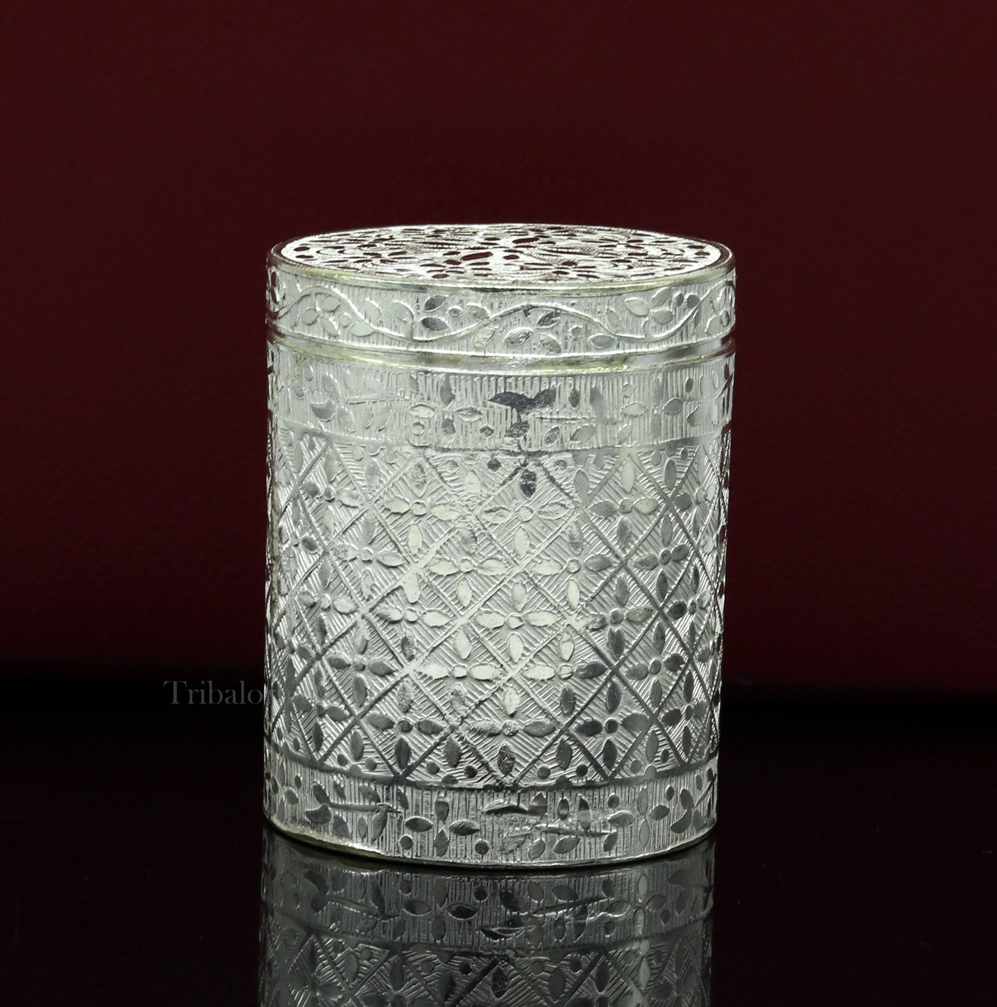 6.5cm 925 solid silver utensils vintage style trinket box, container/casket box bridal floral work box, jewelry box silver utensils stb311 - TRIBAL ORNAMENTS
