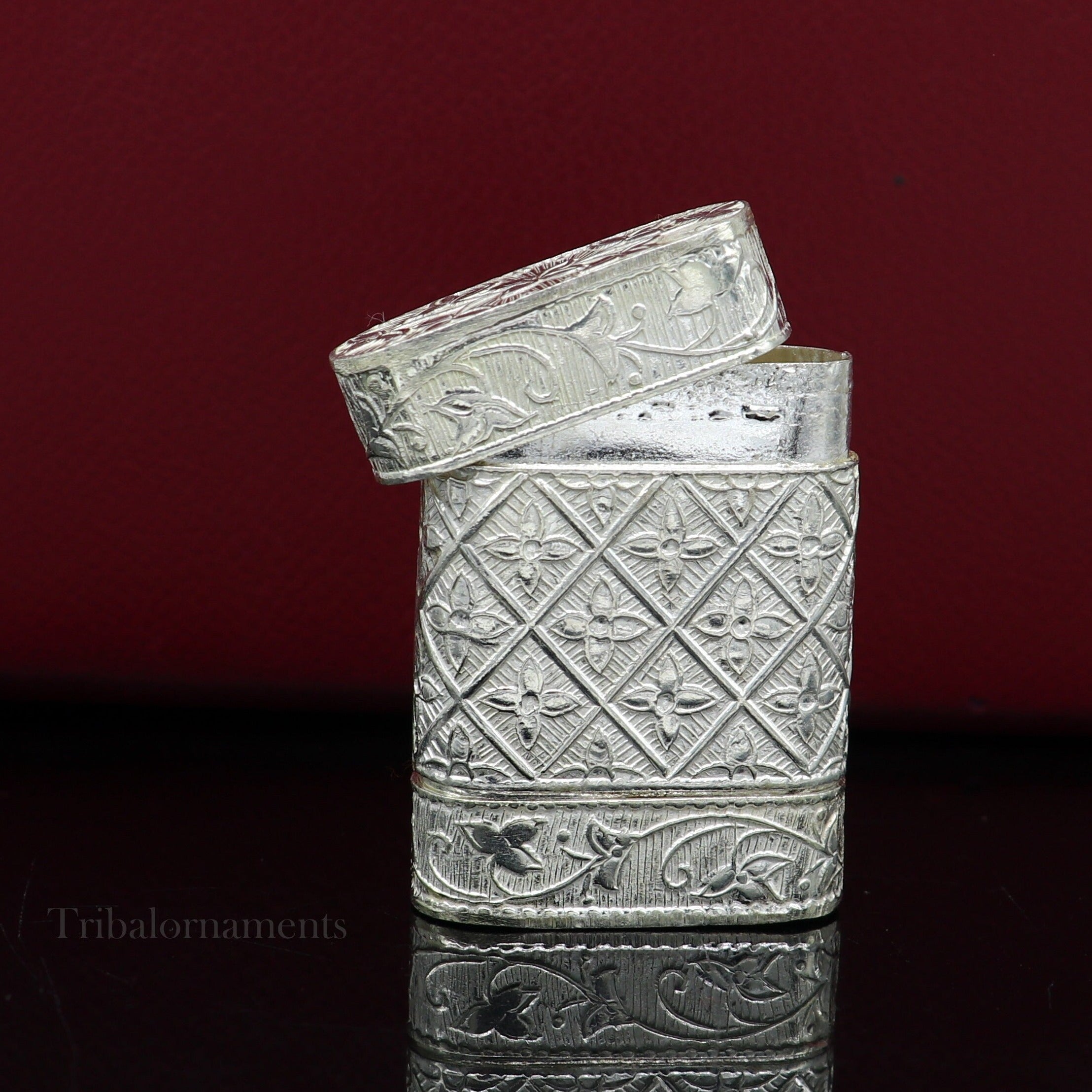 925 sterling silver handcrafted floral design 2 in1 trinket box 