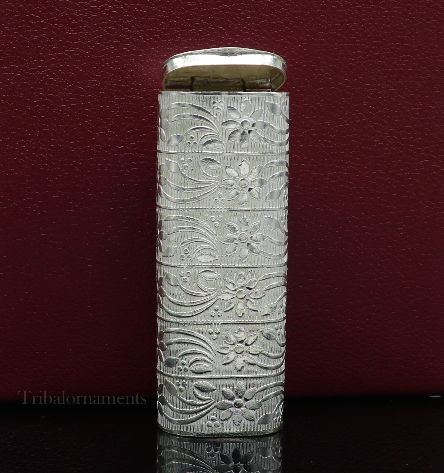 Silver Cigarette case Amazing 925 sterling silver handmade floral design cigarette box, trinket box, best gifting article from india stb319 - TRIBAL ORNAMENTS