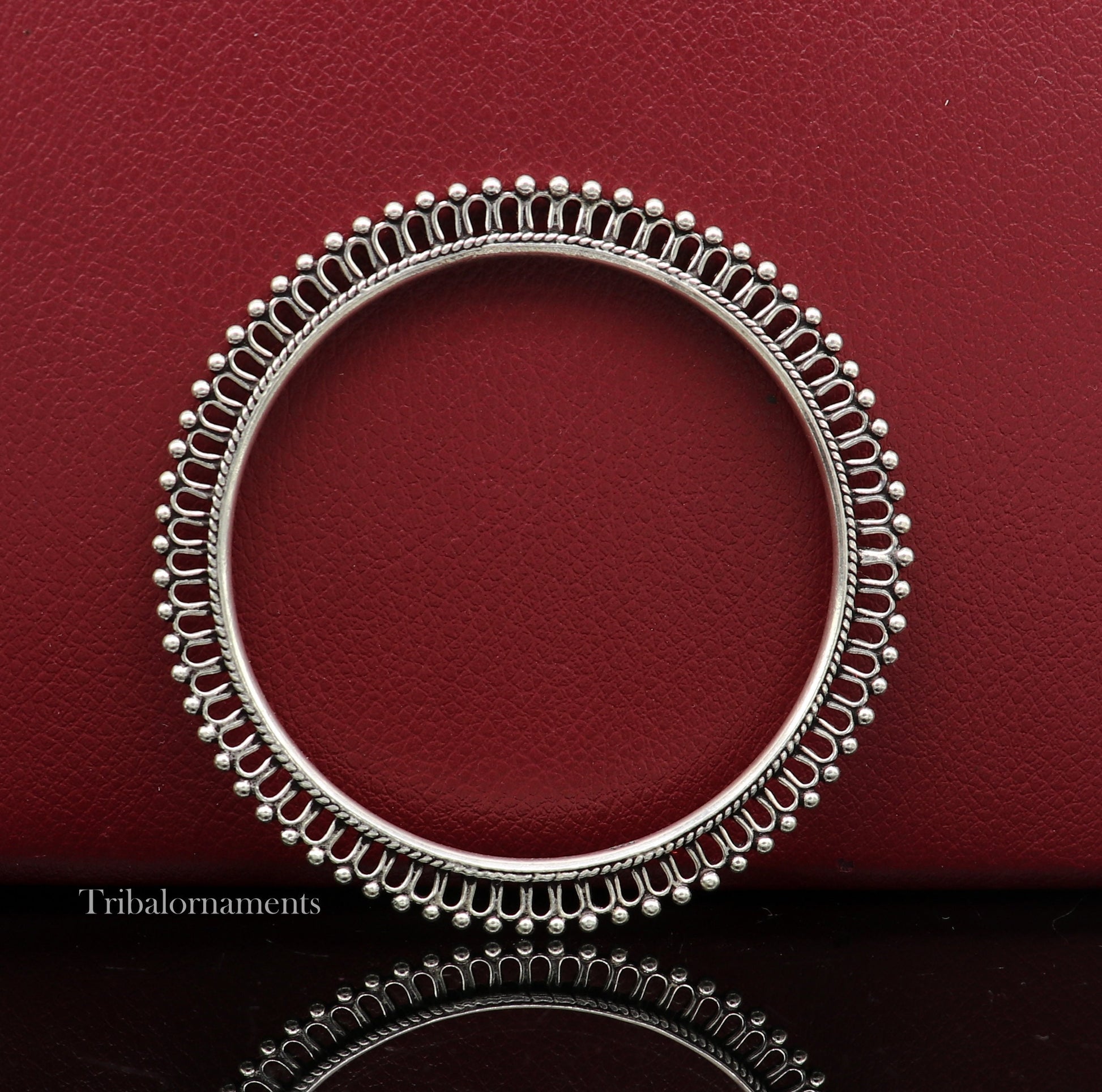 92.5 sterling silver handmade gorgeous bangle bracelet with tiny silver beads gorgeous charm bracelet kada for women ethnic jewelry nba202 - TRIBAL ORNAMENTS
