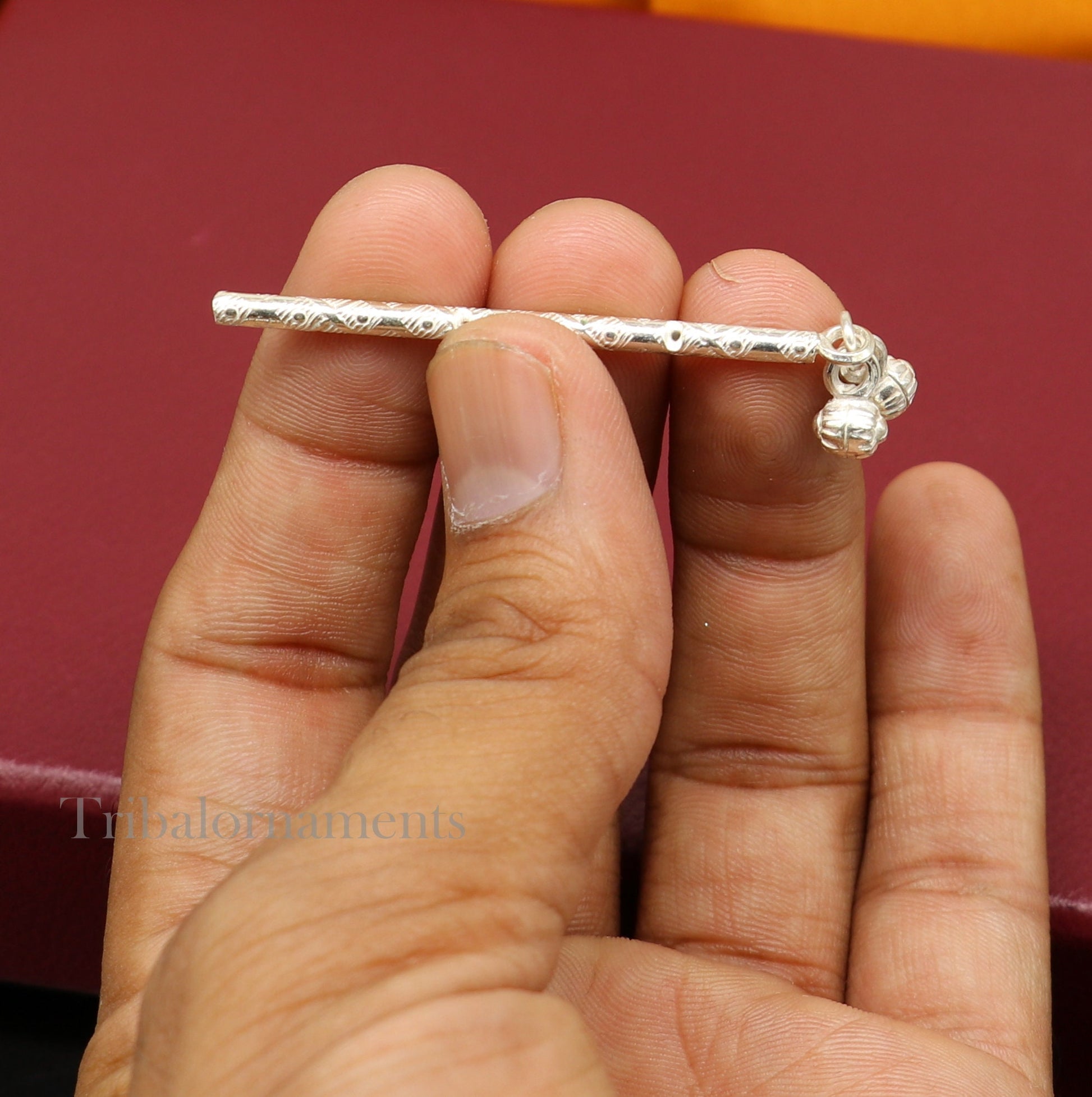Vintage design small flute Solid silver handmade idol krishna flute, silver bansuri, laddu gopala flute, little krishna flute puja art su504 - TRIBAL ORNAMENTS