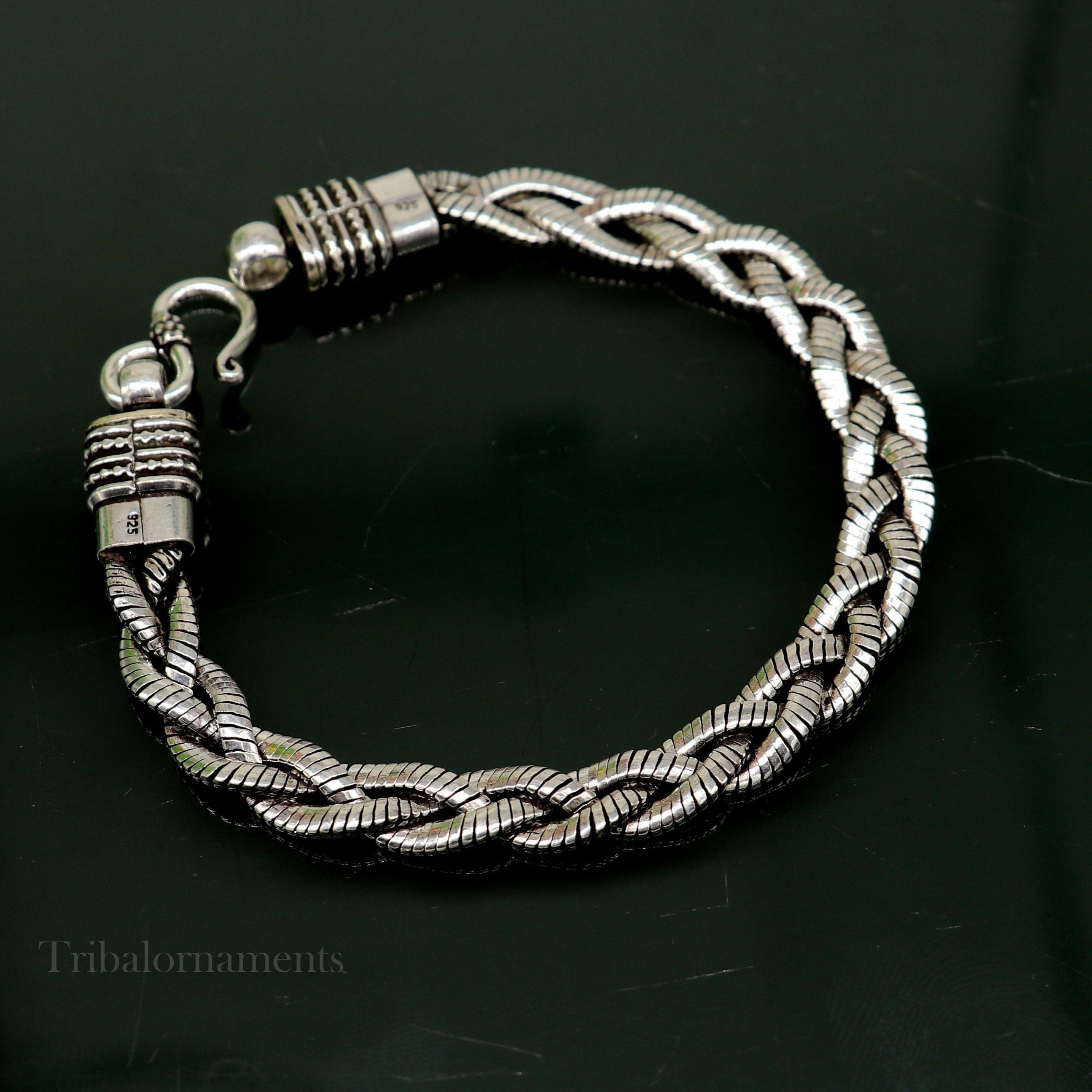Mens snake chain twisted design bracelet amazing 925 sterling silver  stunning bracelet best mens gifting bracelet from India nsbr390  TRIBAL  ORNAMENTS