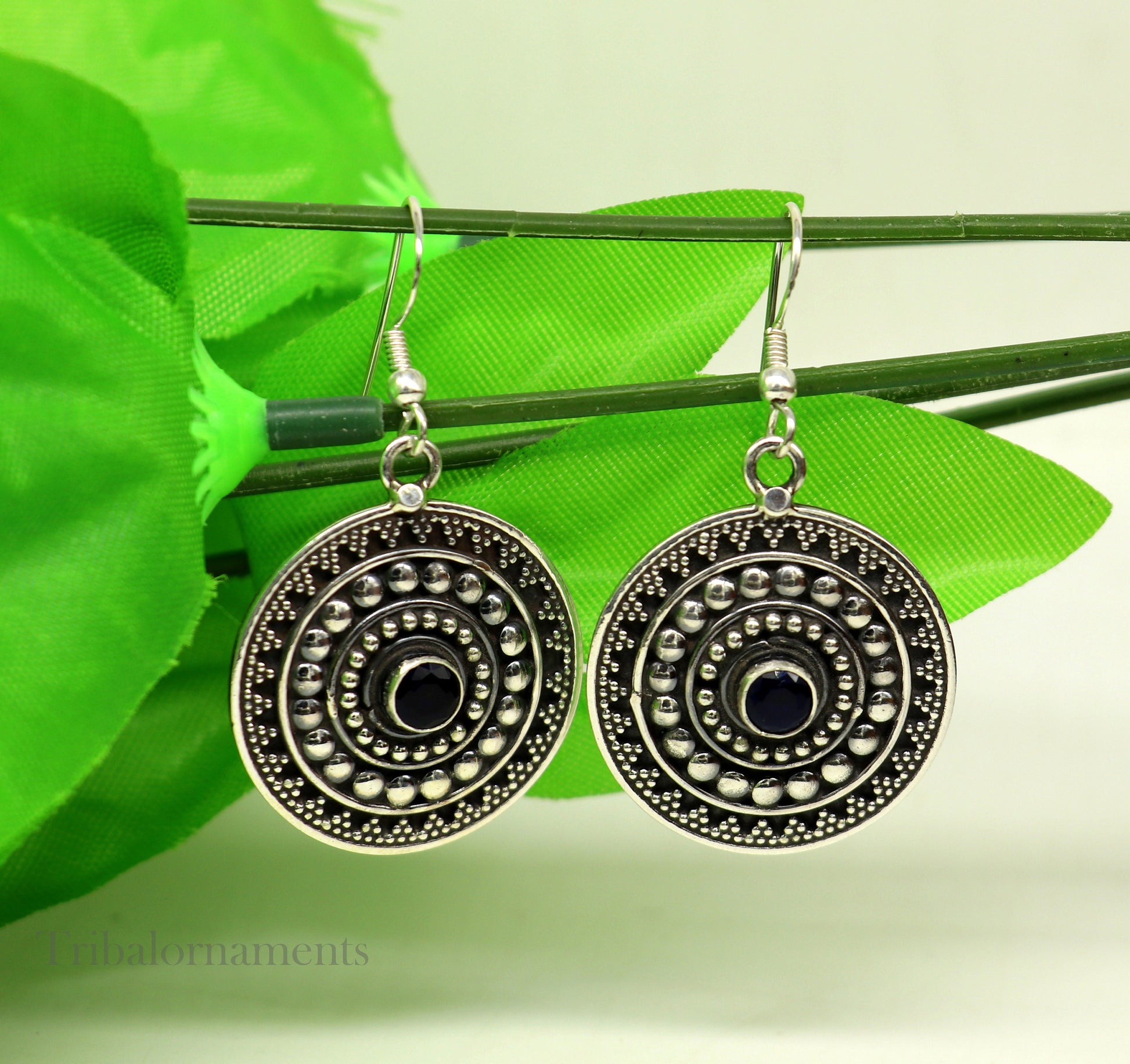 Vintage design hoops earring 92.5 sterling silver handmade drop dangle earring amazing round style earring , light weight gifting  ear1026 - TRIBAL ORNAMENTS