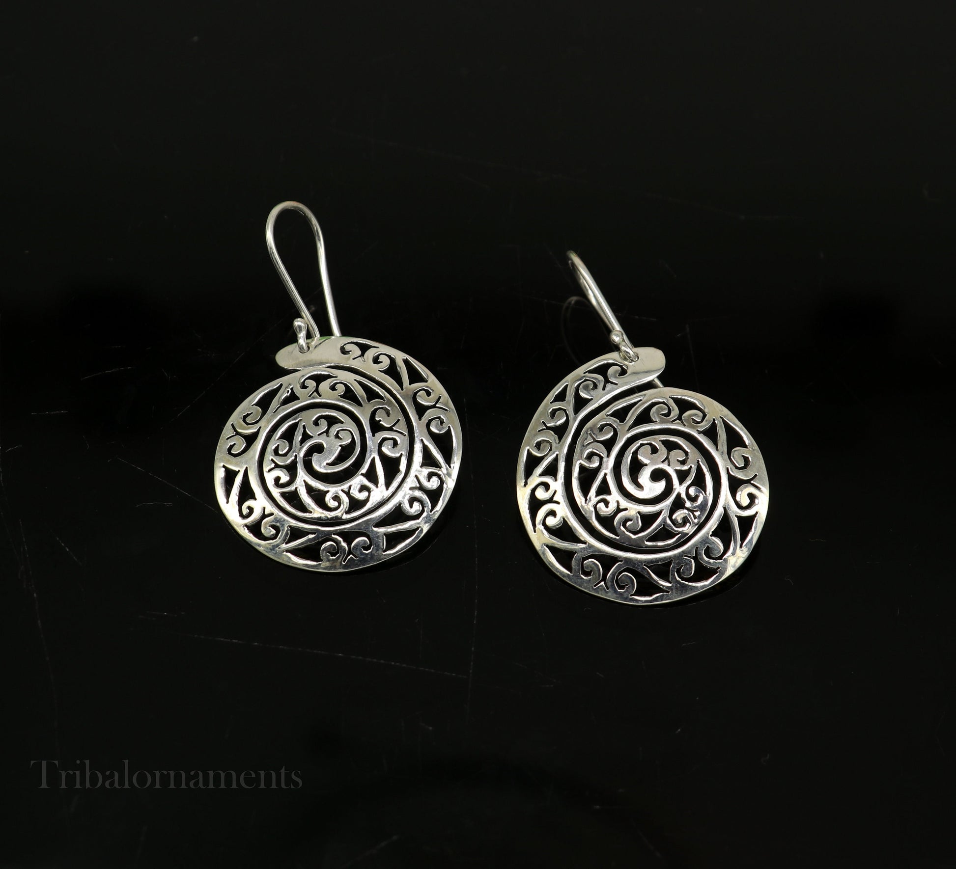 Vintage spiral design hoops earring 92.5 sterling silver handmade drop dangle earring amazing style earring , light weight gifting ear996 - TRIBAL ORNAMENTS