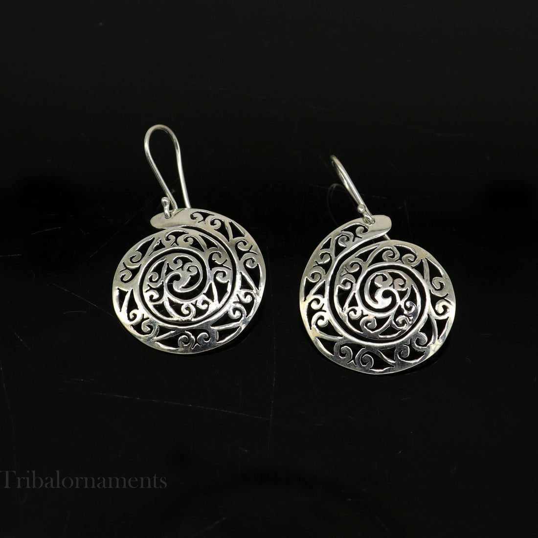 Vintage spiral design hoops earring 92.5 sterling silver handmade drop dangle earring amazing style earring , light weight gifting ear996 - TRIBAL ORNAMENTS