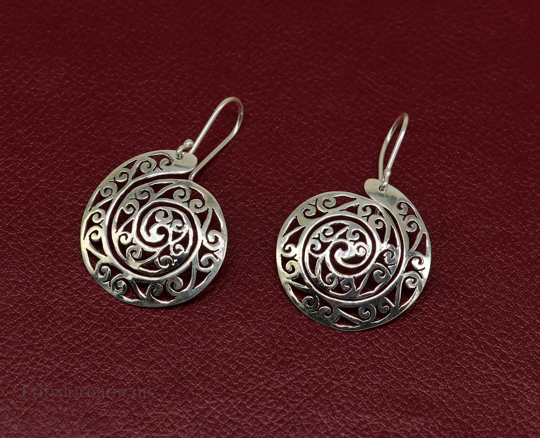 Vintage spiral design hoops earring 92.5 sterling silver handmade drop dangle earring amazing style earring , light weight gifting ear996 - TRIBAL ORNAMENTS