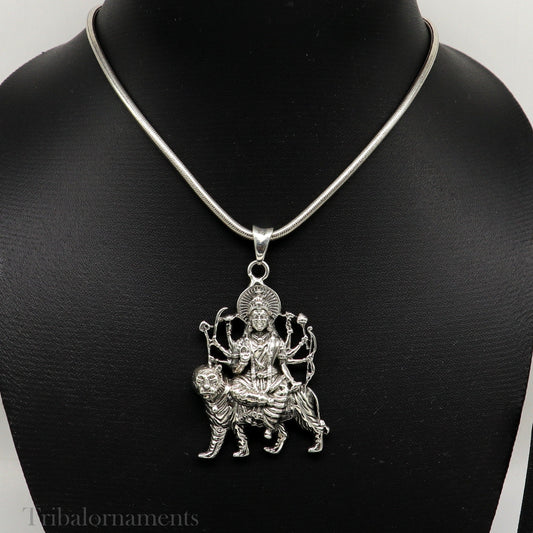 Divine 925 sterling silver blessing Goddess bhawani/ Durga mataji pendant, amazing unisex pendant locket goddess tribal jewelry ssp899 - TRIBAL ORNAMENTS