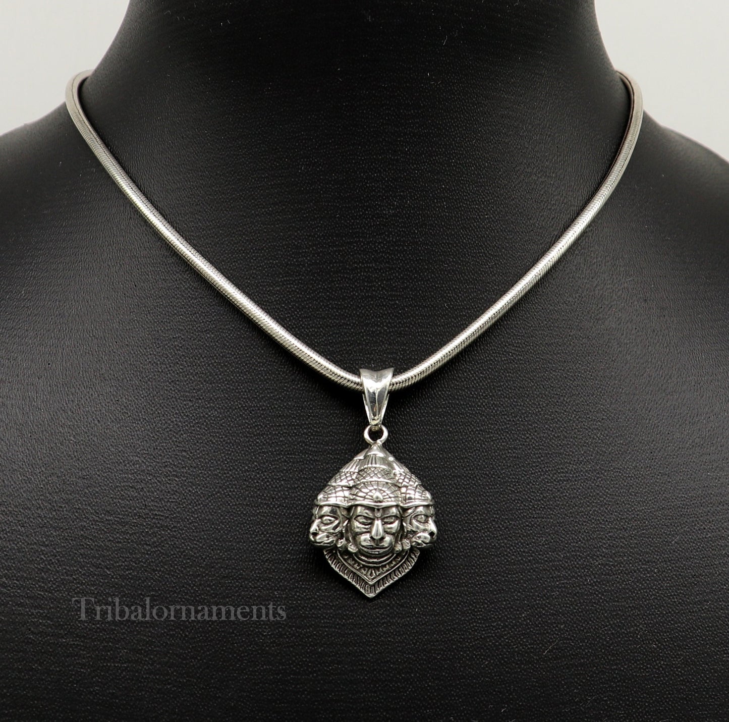 God hanuman pendant 92.5 sterling silver handmade god idol teen mukhi or three face hanuman pendant, amazing pendant gifting jewelry ssp994 - TRIBAL ORNAMENTS