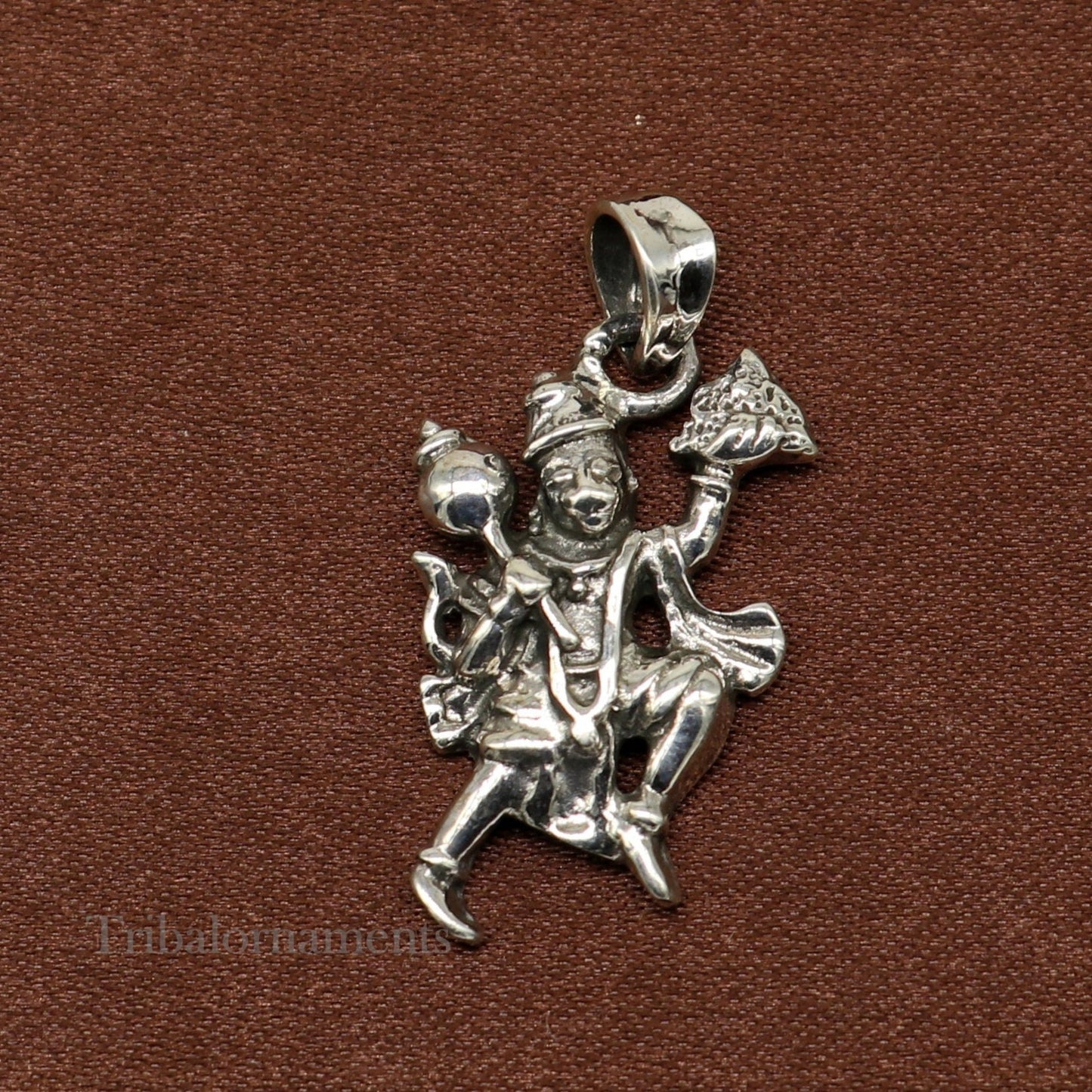 Flying hanuman pendant 92.5 sterling silver handmade god idol hanuman pendant, amazing craftsmanship pendant gifting jewelry ssp939 - TRIBAL ORNAMENTS