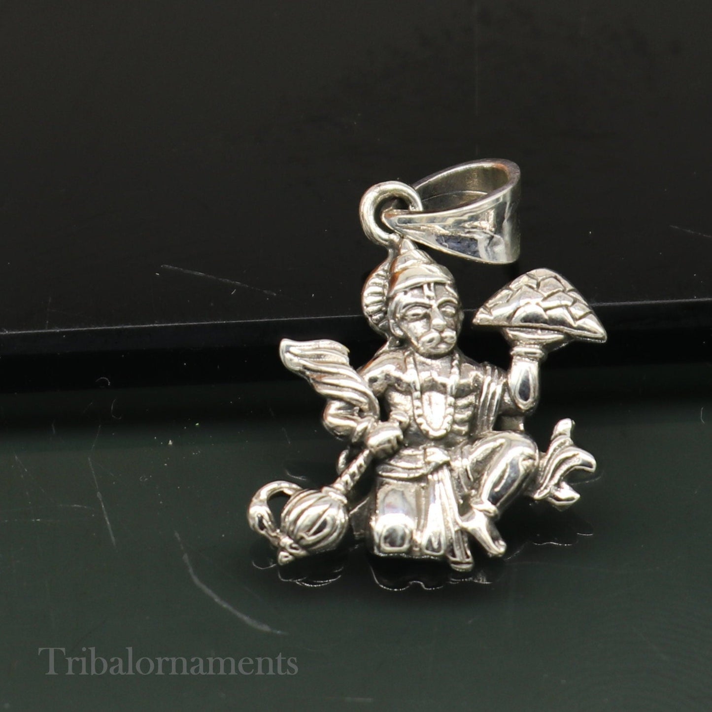 Lord hanuman pendant 92.5 sterling silver handmade god idol hanuman with mount pendant, amazing craftsmanship pendant gifting jewelry ssp912 - TRIBAL ORNAMENTS