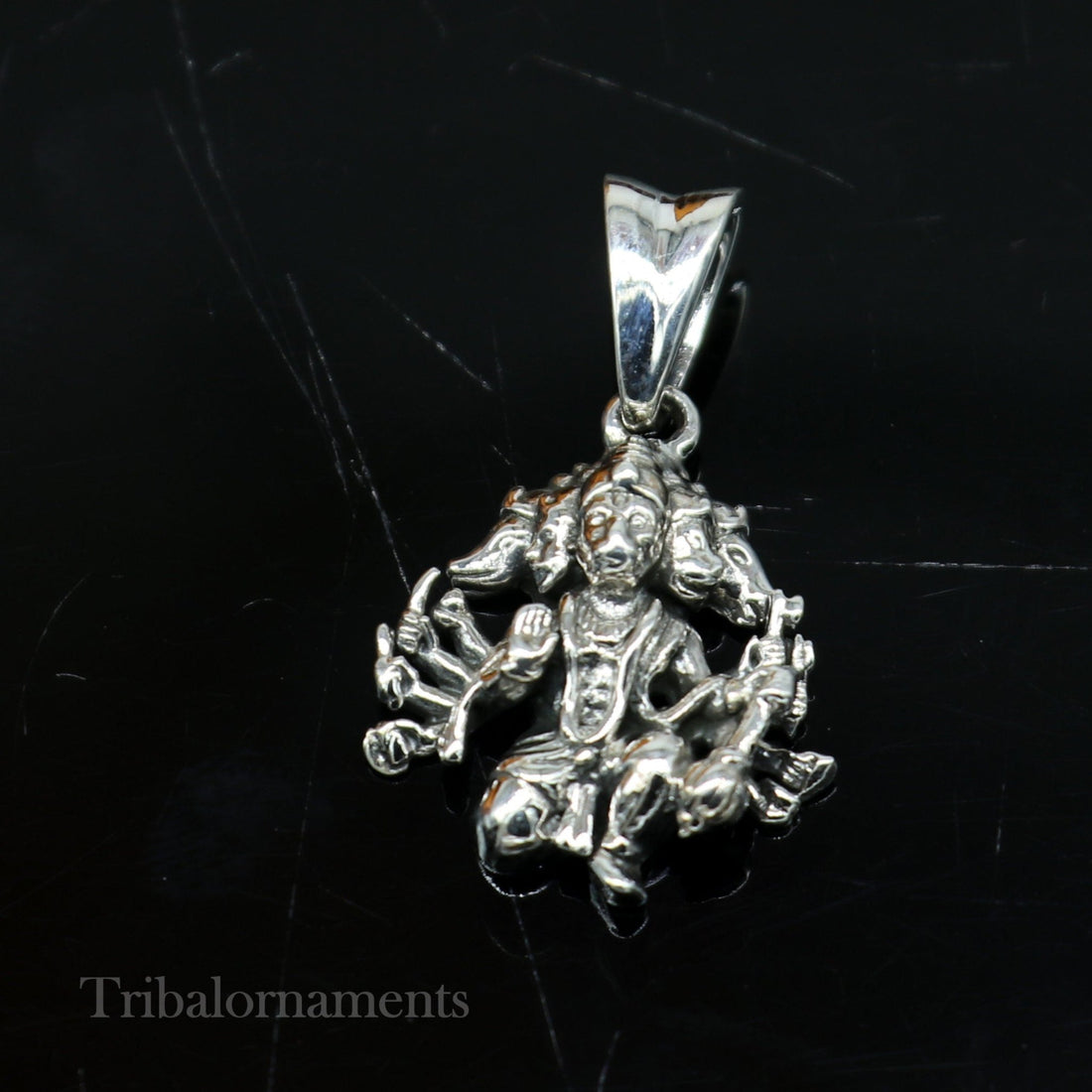 Pure 925 sterling silver handmade Hindu god Lord Panchmukhi Hanuman pendant, amazing designer fabulous pendant unisex gifting jewelry ssp936 - TRIBAL ORNAMENTS