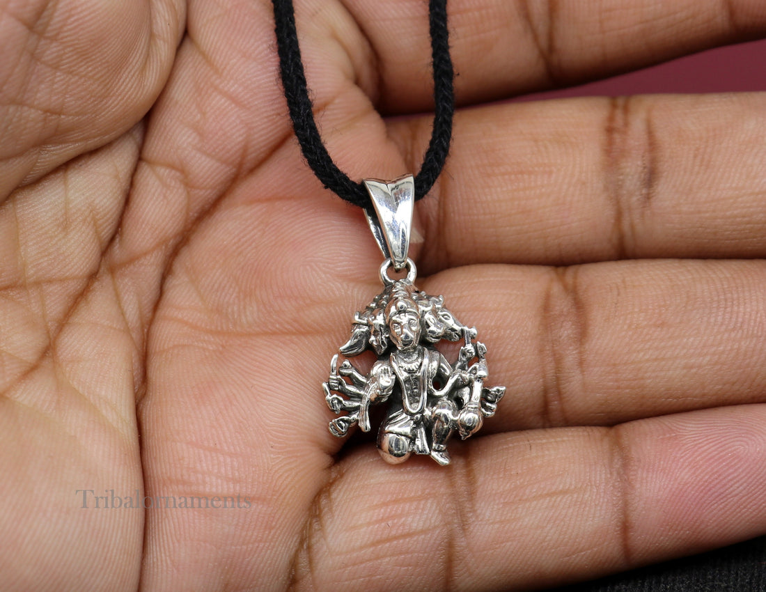 Pure 925 sterling silver handmade Hindu god Lord Panchmukhi Hanuman pendant, amazing designer fabulous pendant unisex gifting jewelry ssp936 - TRIBAL ORNAMENTS