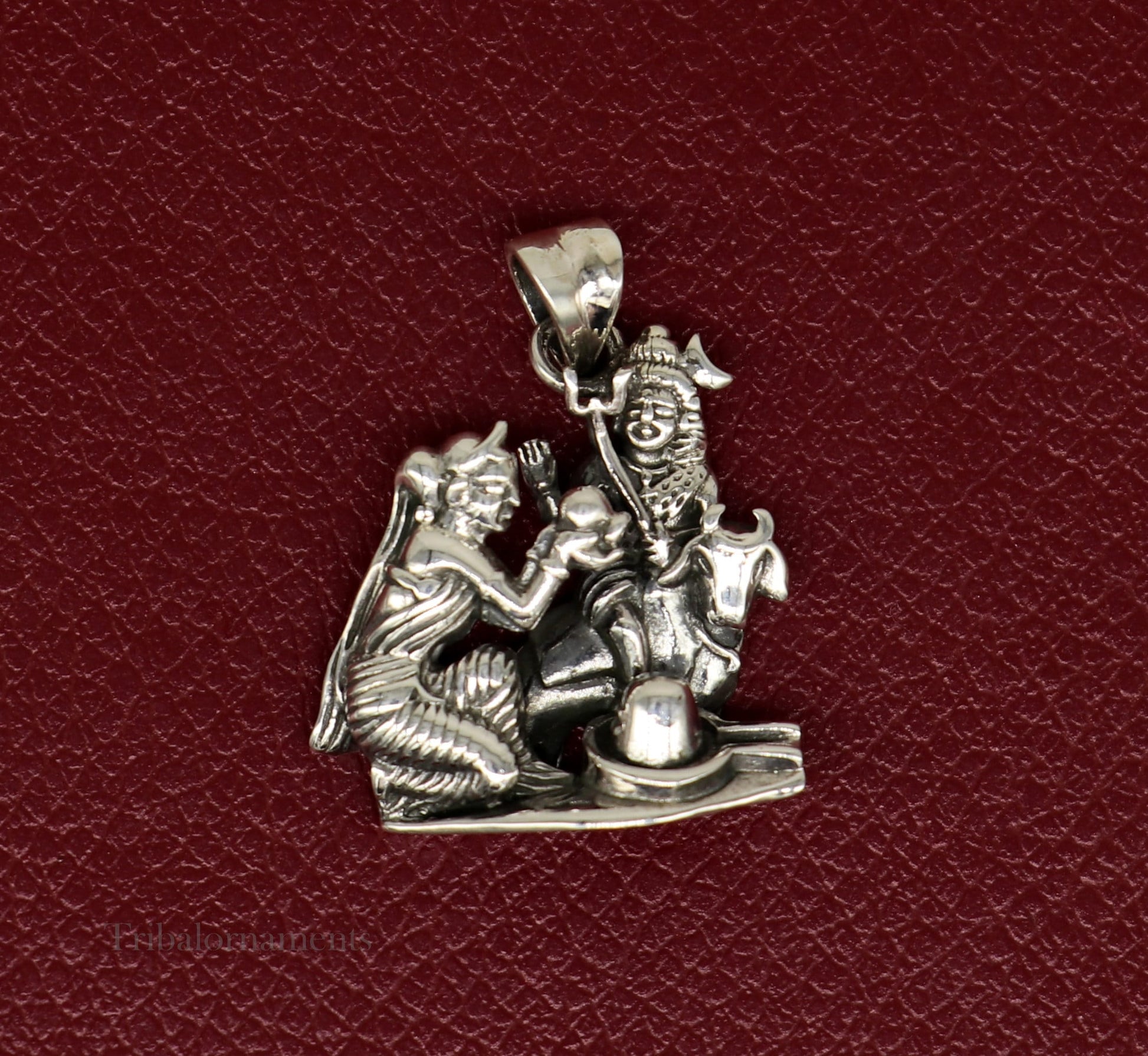 925 sterling silver unique lord shiva and goddess Parwati and Nandi maharaj with shiva lingam pendant shiv Darbar pendant jewelry ssp920 - TRIBAL ORNAMENTS